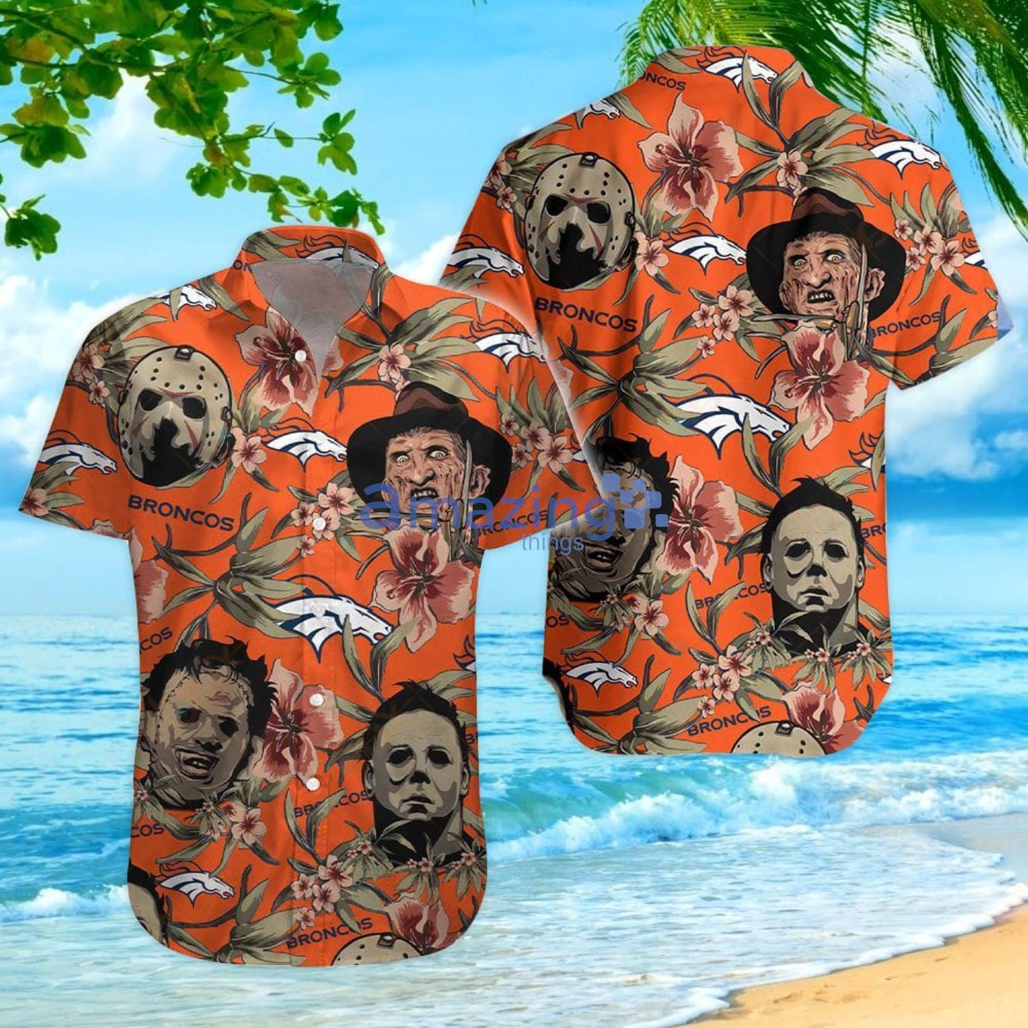 Denver Broncos Horror Movie Character Halloween Gift Men And Women Hawaiian Shirt Product Photo 1