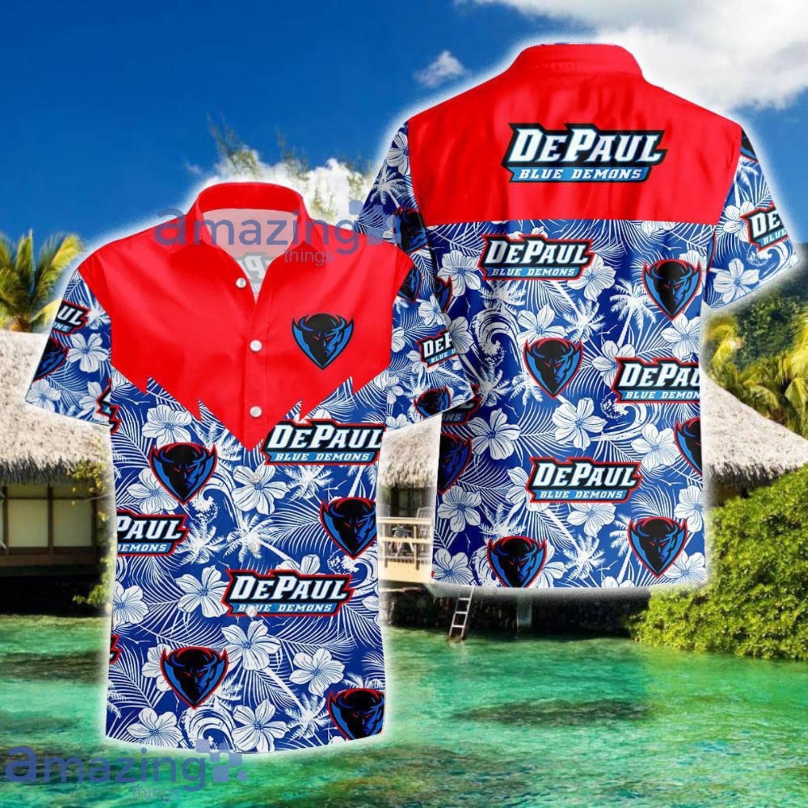 DePaul Blue Demons Tropical Seamless NCAA Fans Hawaiian Shirt Product Photo 1