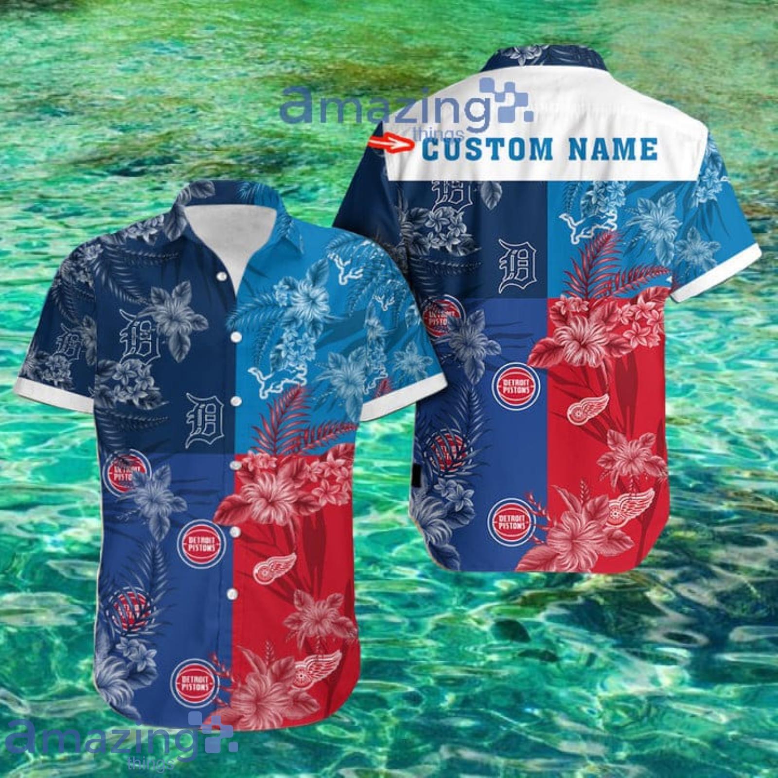Detroit Custom Name Tropical Flower Hawaiian Shirt For Fans Product Photo 1