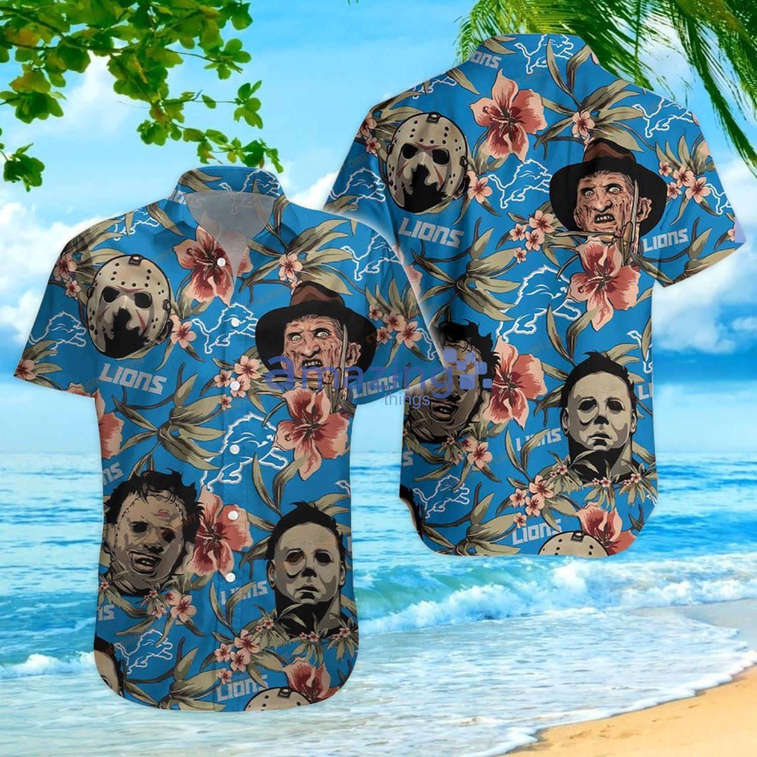 Detroit Lions Horror Movie Character Men And Women Hawaiian Shirt Product Photo 1