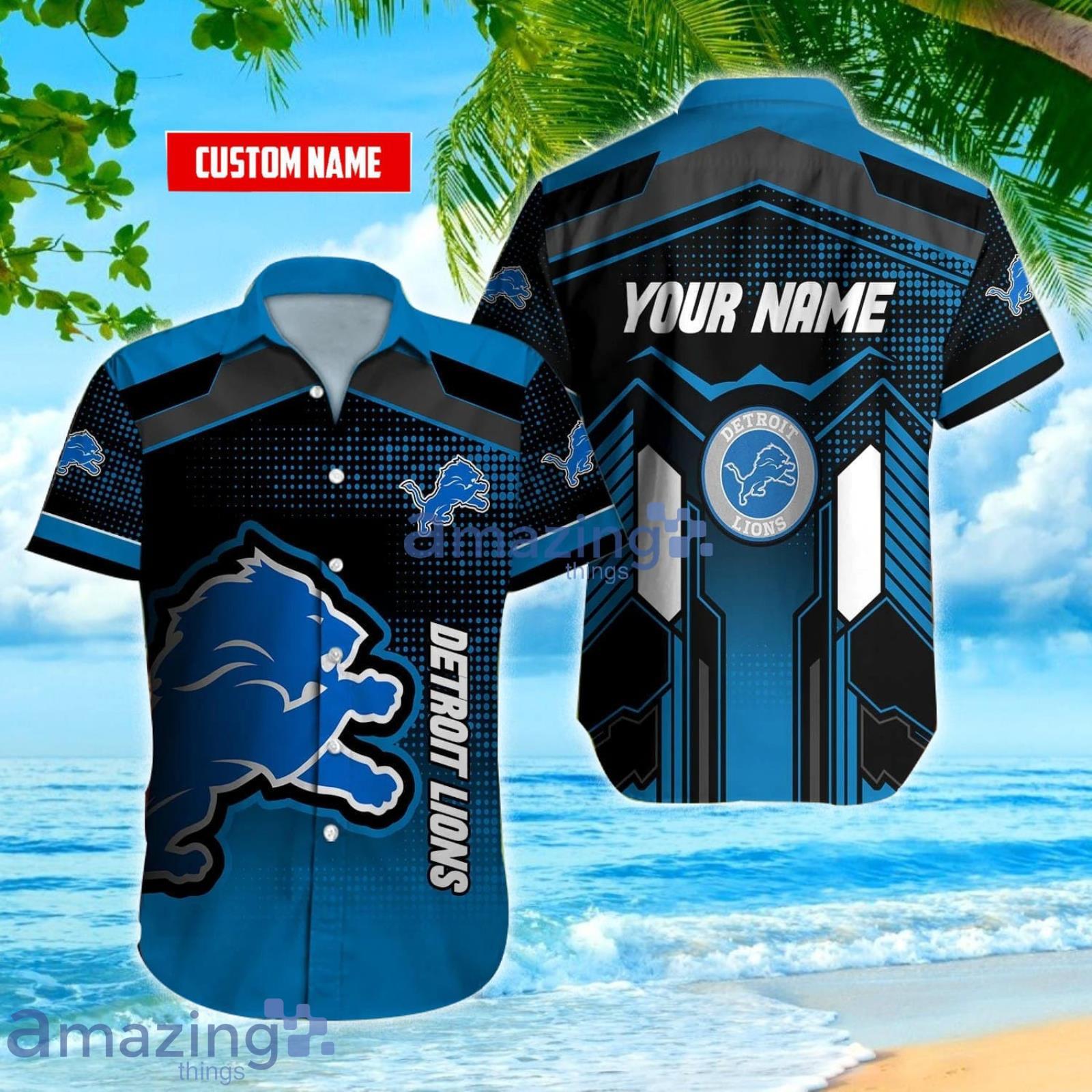 Detroit Lions Logo Custom Name For Fans Hawaiian Shirt