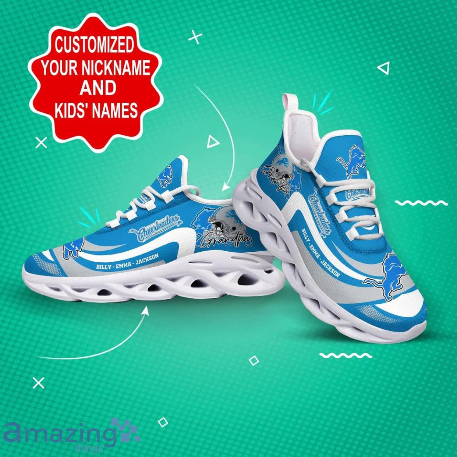 Detroit Lions NFL Max Soul Shoes Custom Name Running Shoes