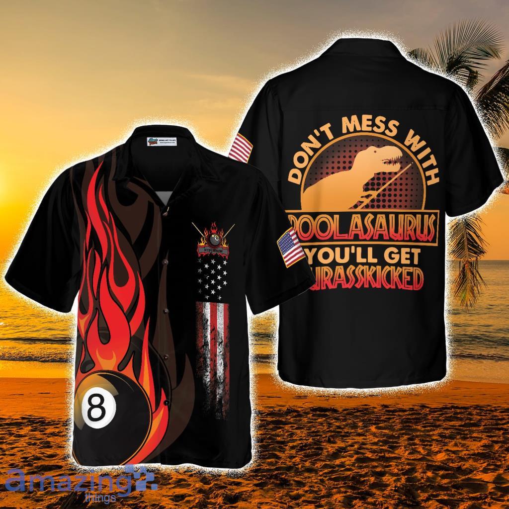 Dinosaur Poolasaurus Flame Skull Billiards Hawaiian Shirt - Dinosaur Poolasaurus Flame Skull Billiards Hawaiian Shirt