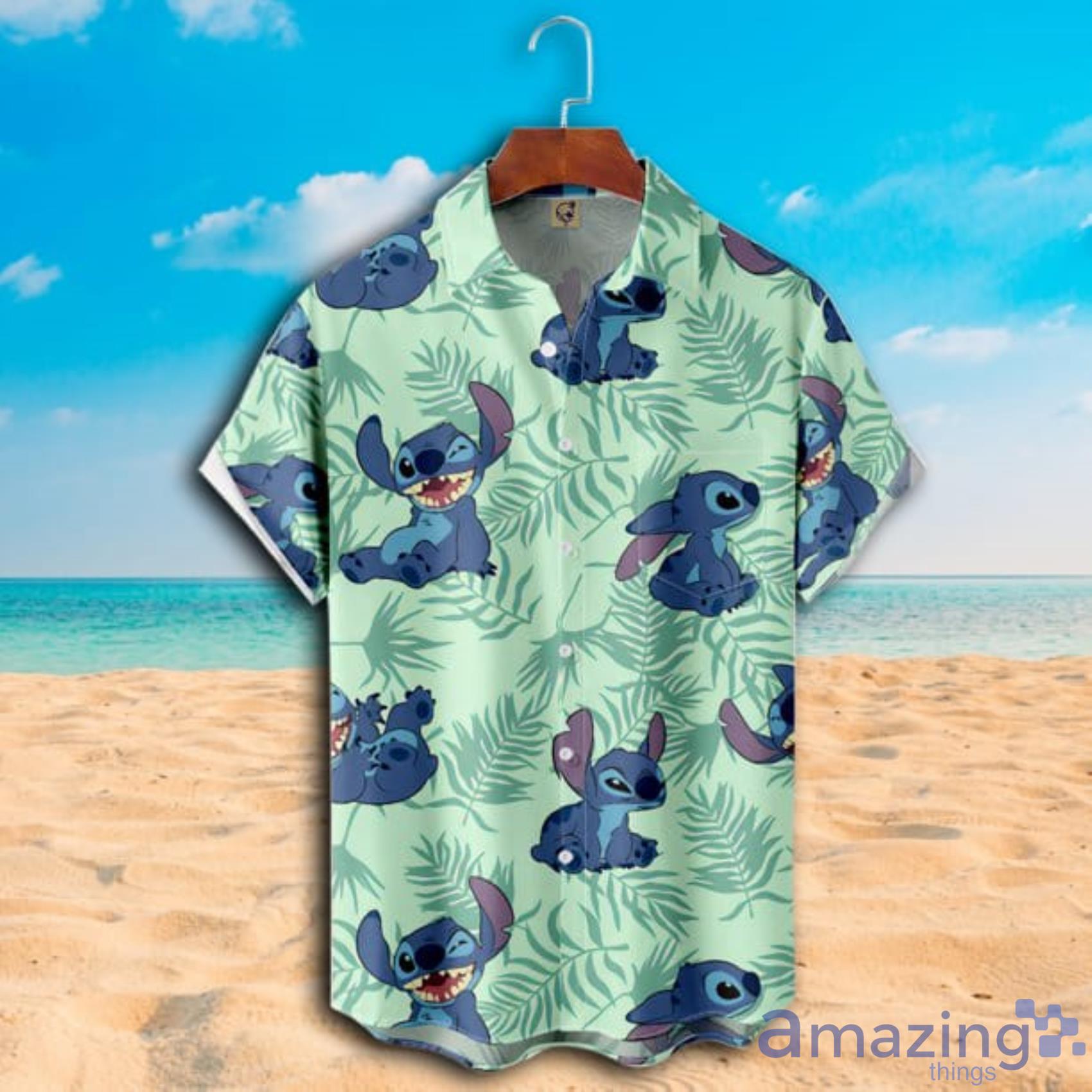 Disney Aloha Stitch Ohana Tropical Leaves Short Sleeves Hawaiian Shirt Product Photo 1