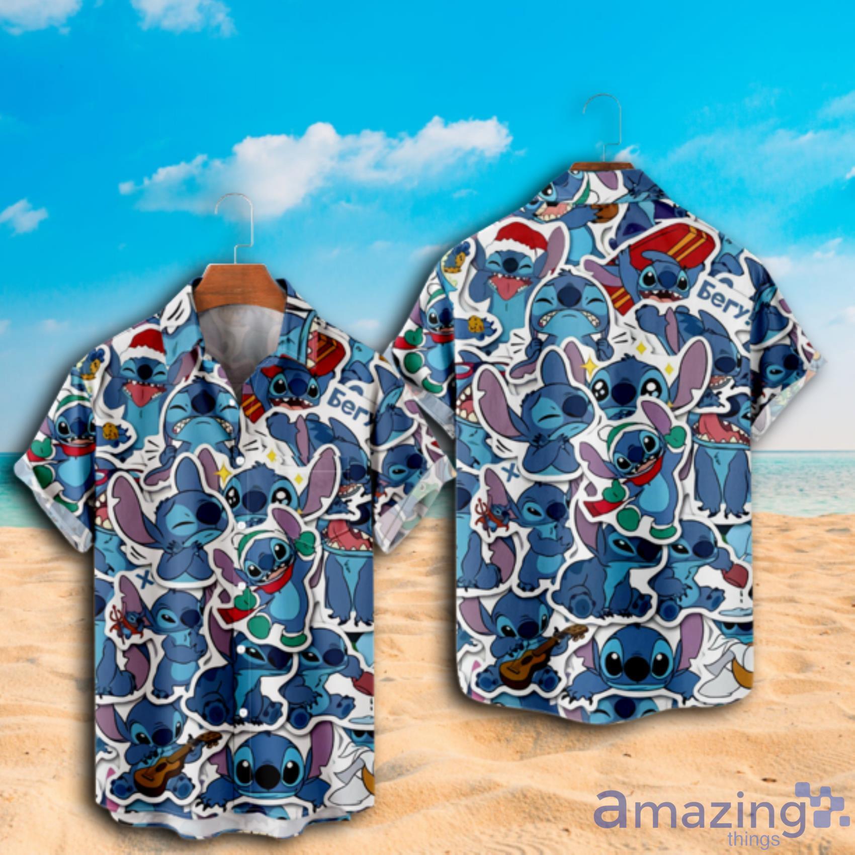 Disney Lilo & Stitch All Over Print Carton Short Sleeve Hawaiian Shirt Product Photo 1