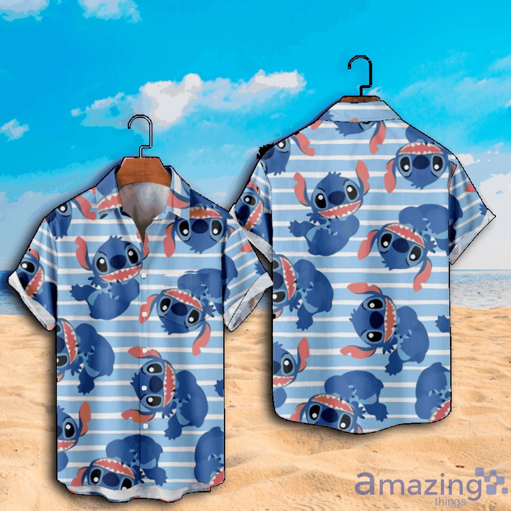 Disney Lilo & Stitch Blue Line Short Sleeve Hawaiian Shirt Product Photo 1