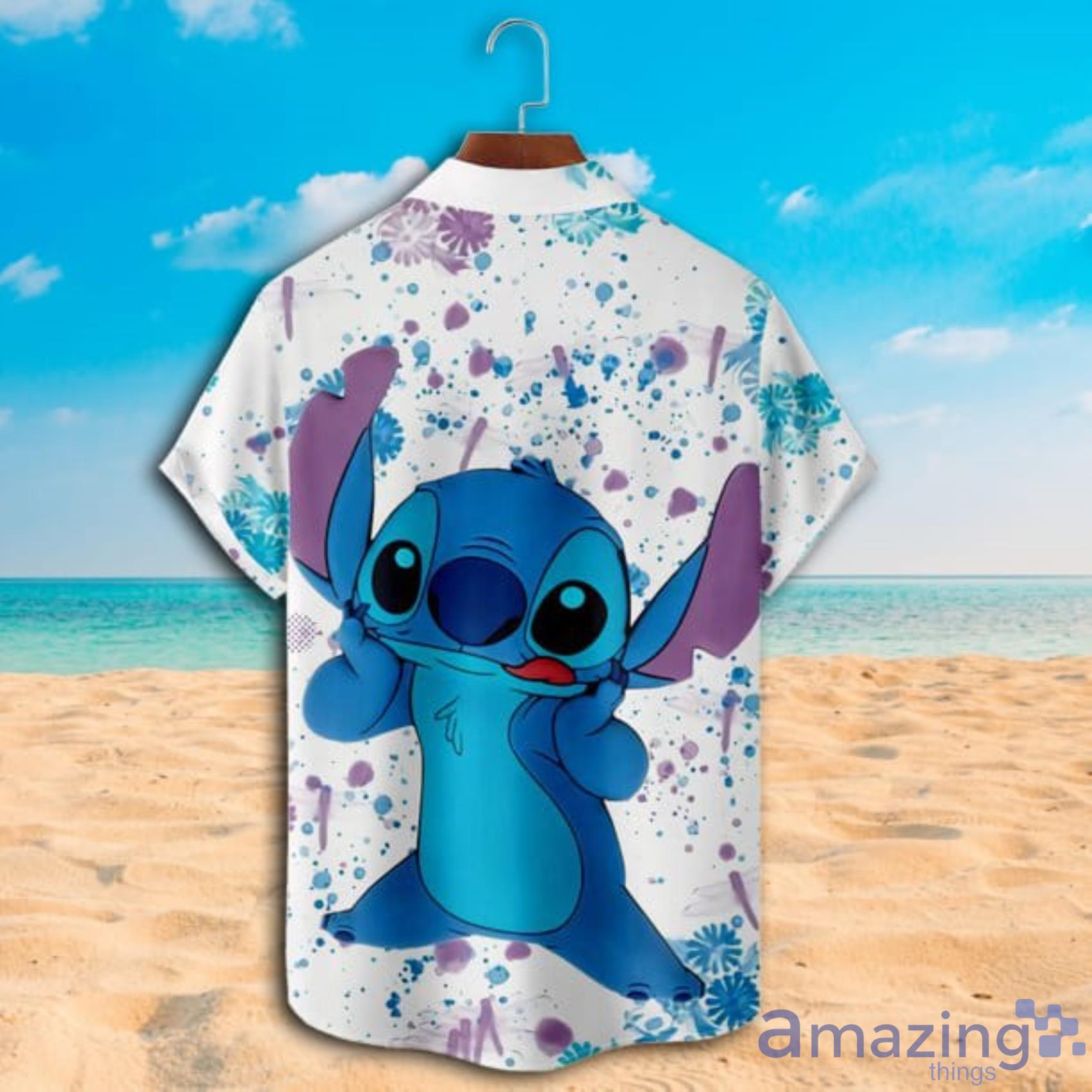 Disney Lilo & Stitch Paint Stain White Short Sleeve Hawaiian Shirt Product Photo 1