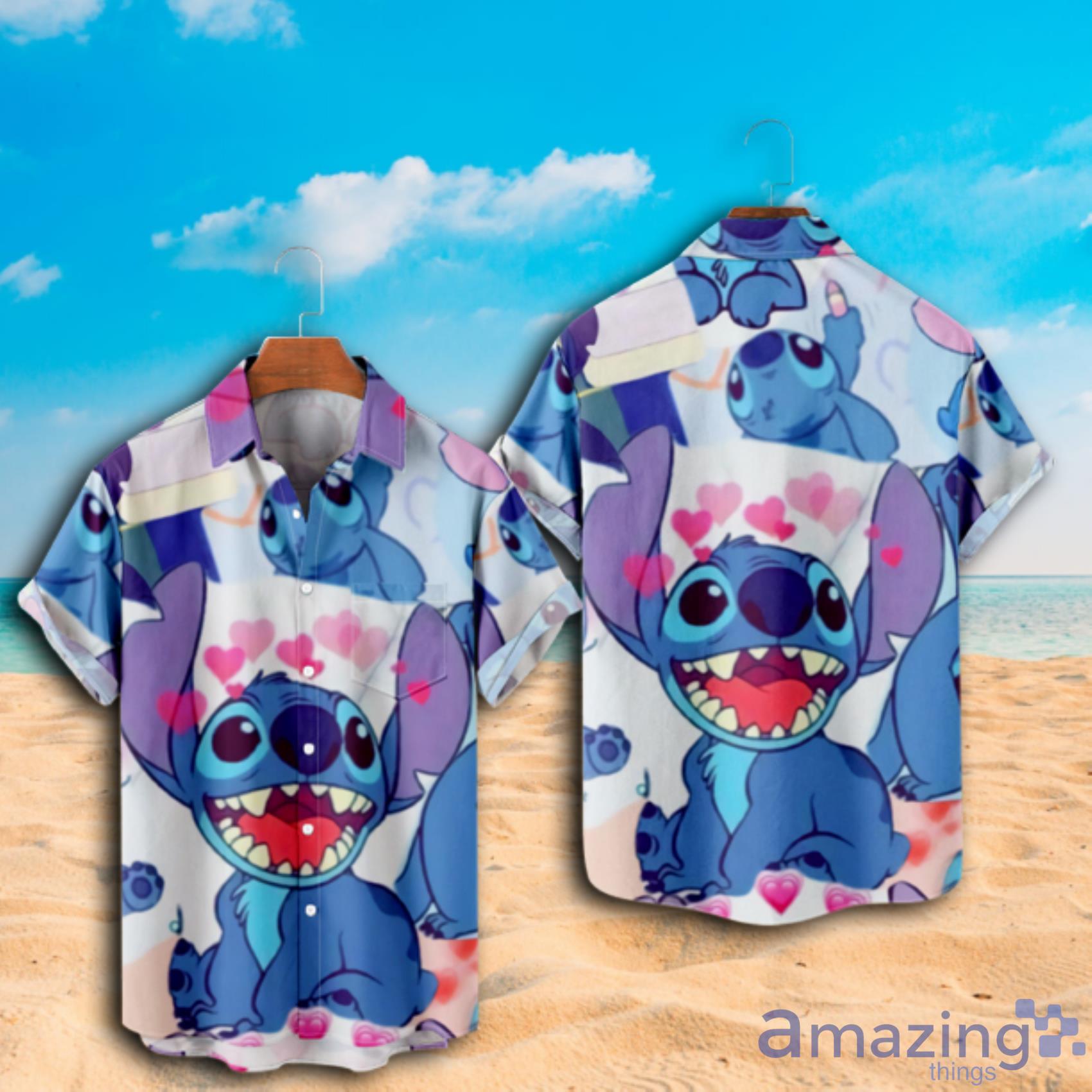 Disney Lilo & Stitch Red Heart Shirt Sleeve Hawaiian Shirt For Men And Women image Disney Lilo & Stitch Red Heart Shirt Sleeve Hawaiian Shirt For Men And Women Product Photo 2