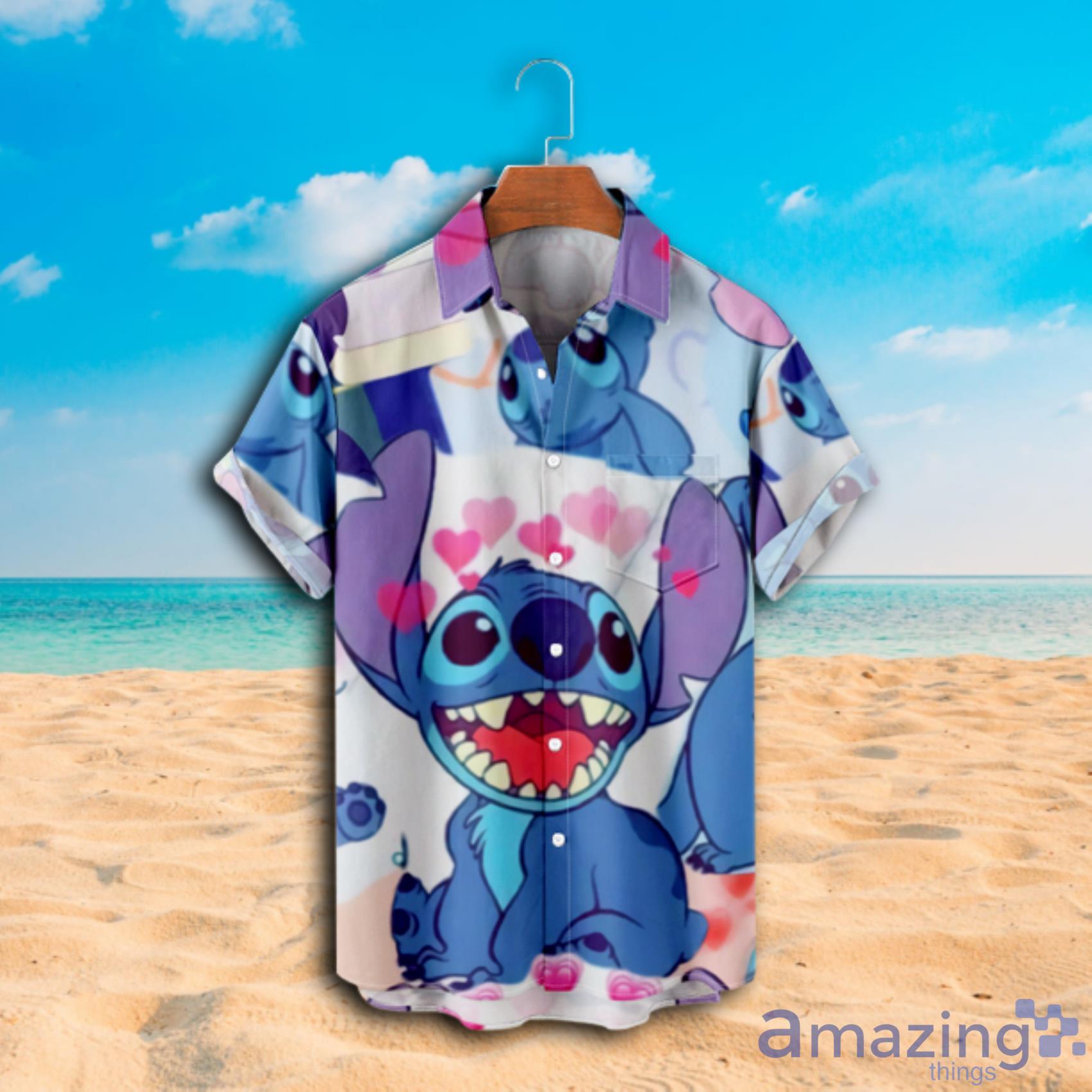 Disney Lilo & Stitch Red Heart Shirt Sleeve Hawaiian Shirt For Men And Women image Disney Lilo & Stitch Red Heart Shirt Sleeve Hawaiian Shirt For Men And Women Product Photo 3