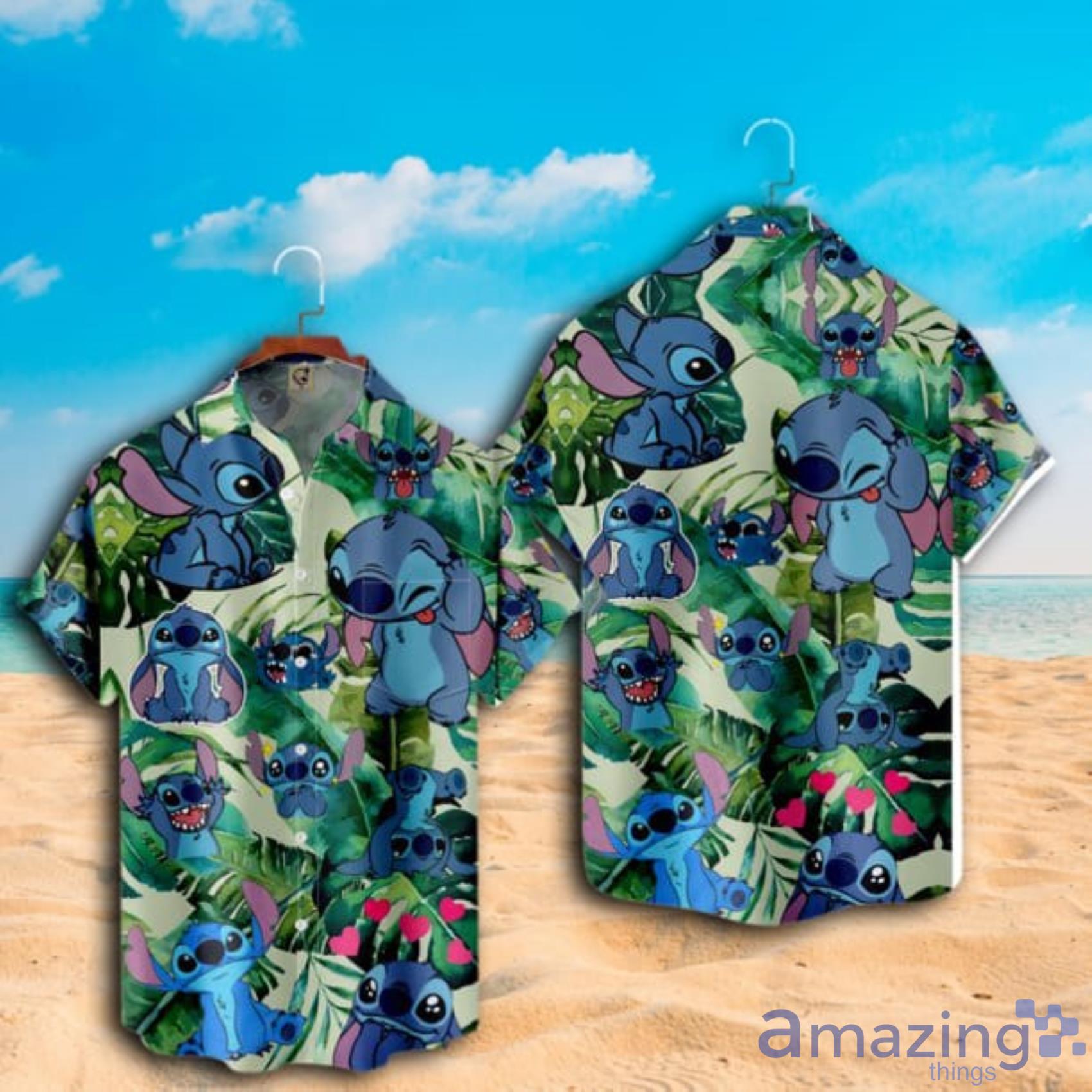 Disney Lilo & Stitch Tropical Green Short Sleeve Hawaiian Shirt Product Photo 1