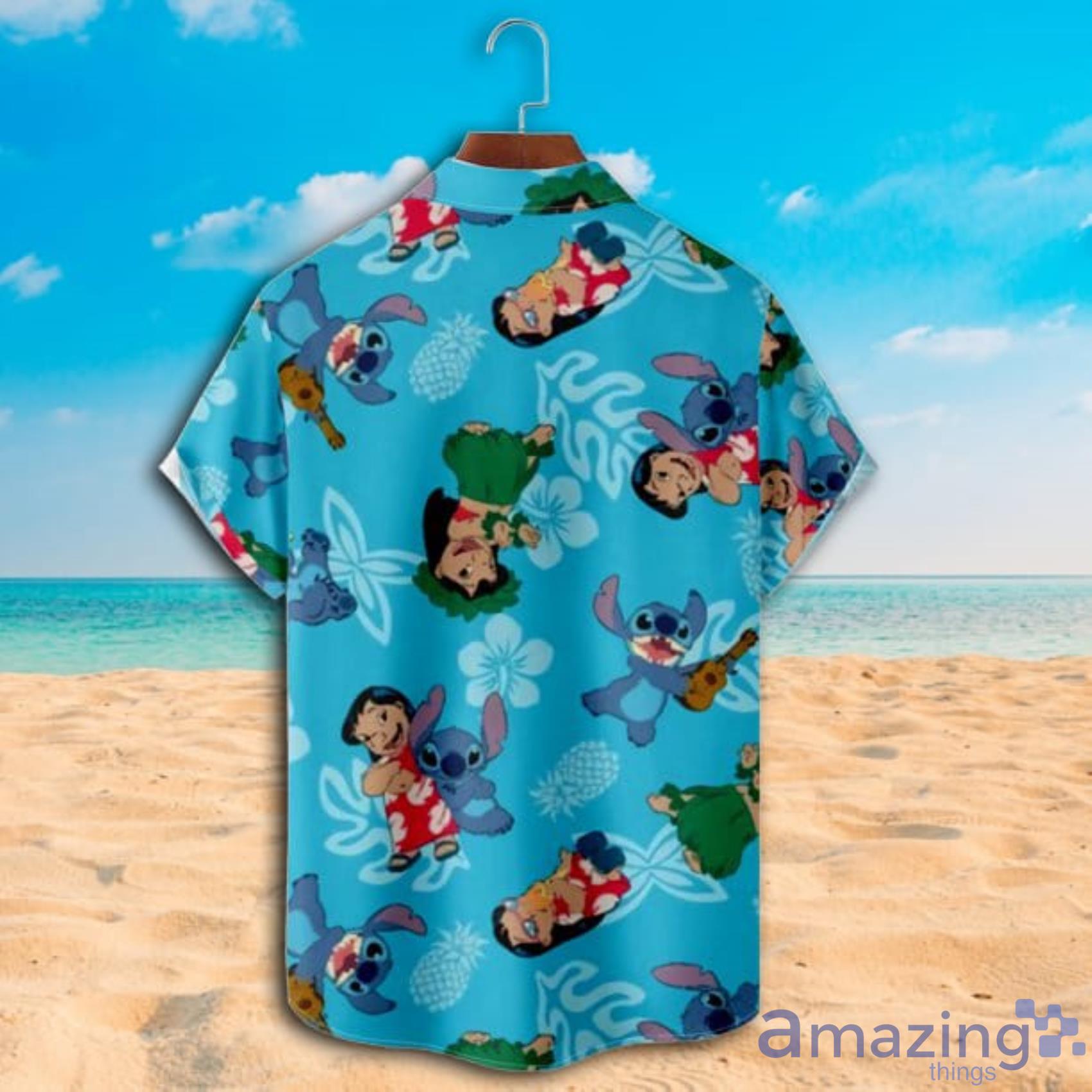 Disney Stitch Blue Short Sleeve Hawaiian Shirt For Summer Day Product Photo 1