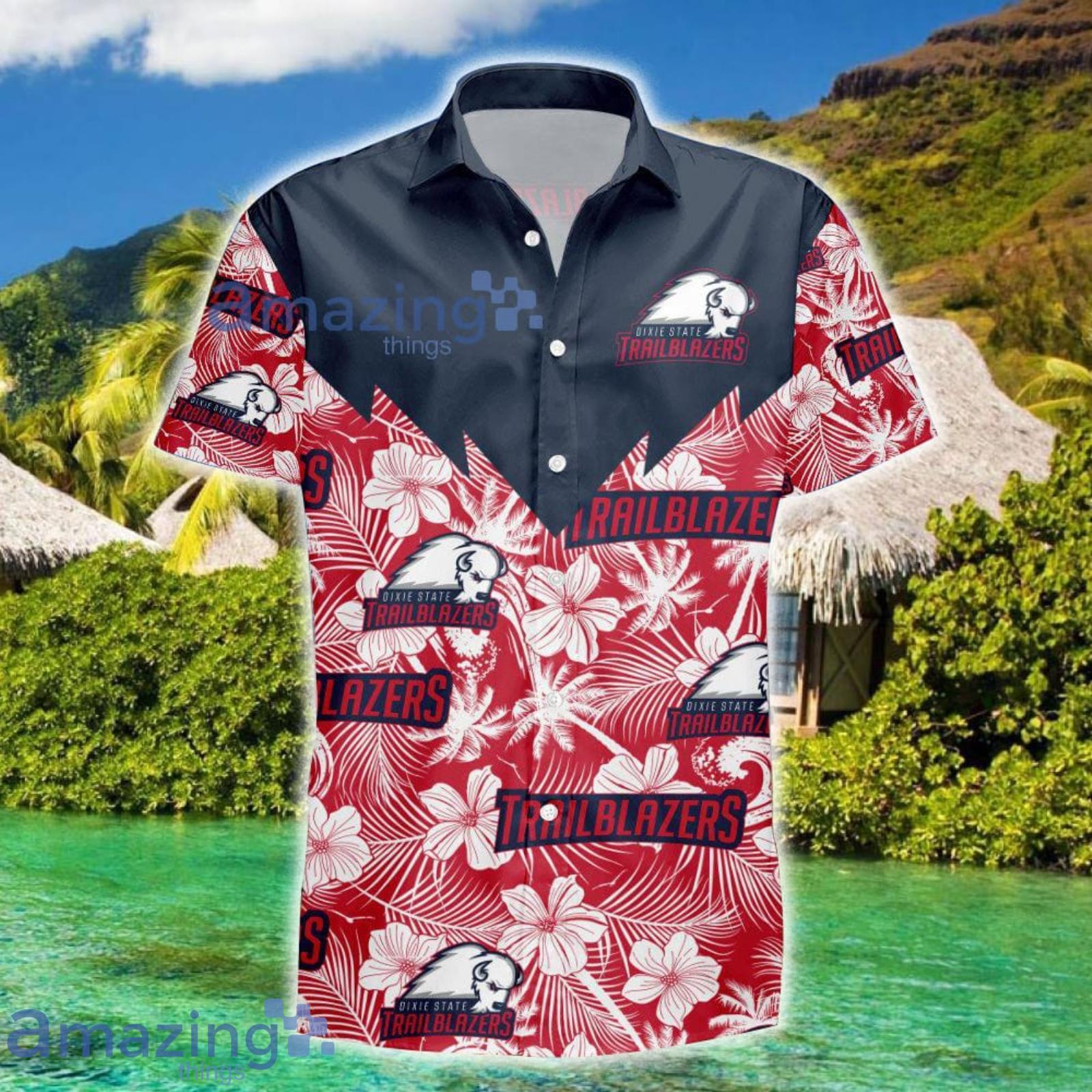 Dixie State Trailblazers Tropical Seamless NCAA Fans Hawaiian Shirt Product Photo 1