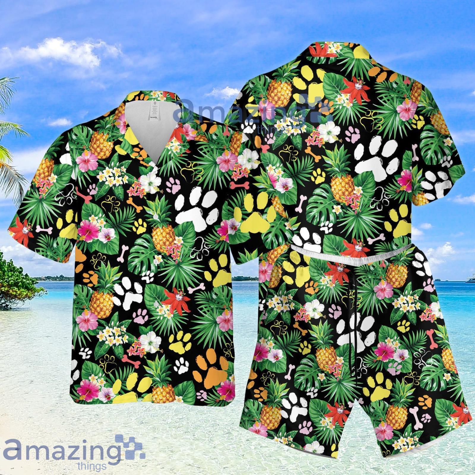 Dog Paws Pineapple Tropical Aloha Summer Set Hawaiian Shirt And Shorts Product Photo 1