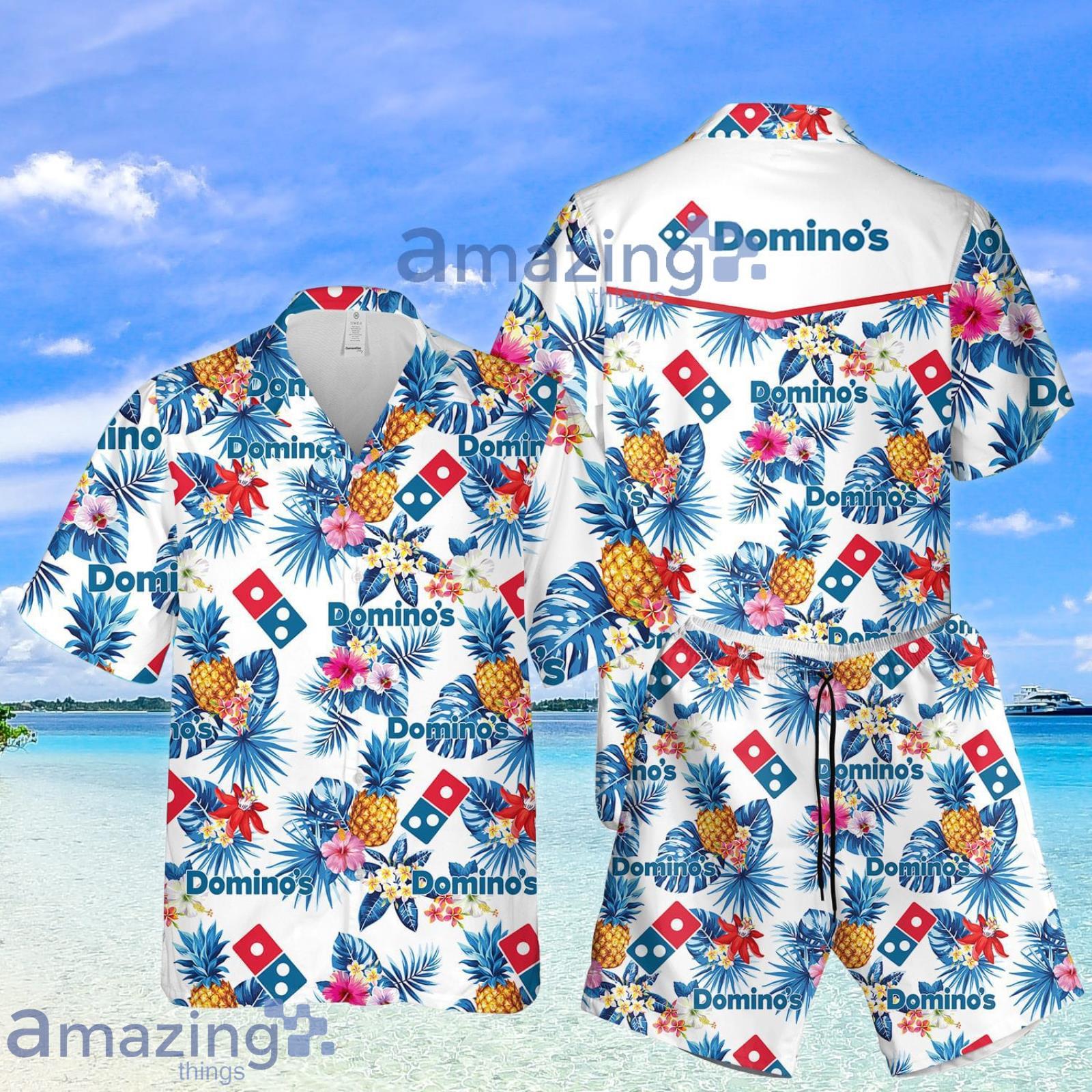Dominos Pineapple Tropical Aloha Summer Set Hawaiian Shirt And Shorts Product Photo 1