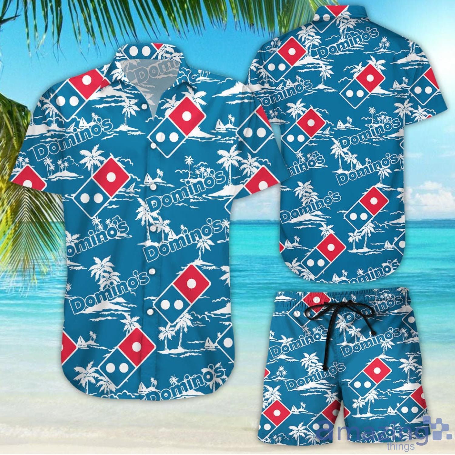 Domino's Tropical Flower Aloha Hawaiian Shirt And Beach Short Set Product Photo 1