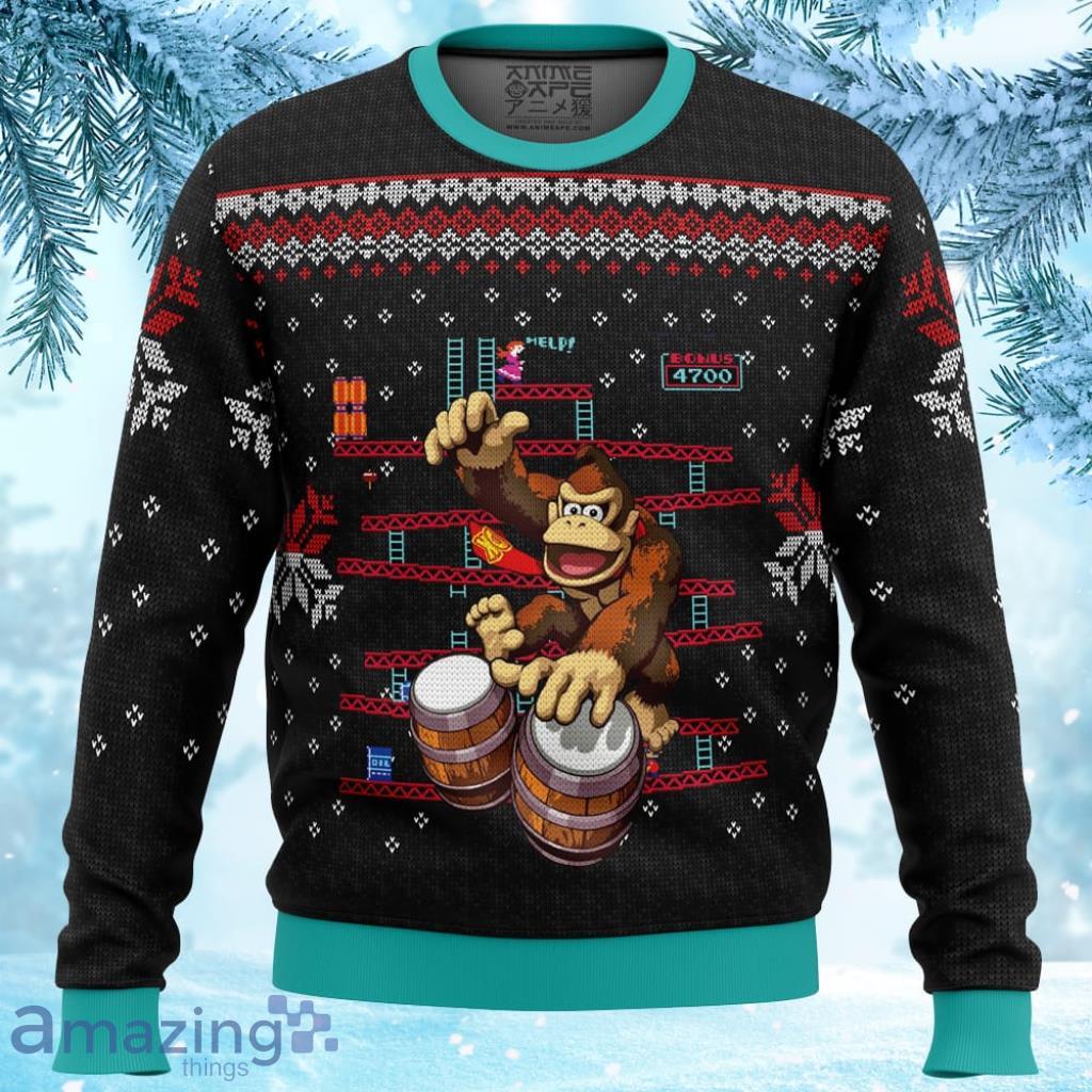 Donkey Kong Drums Ugly Christmas Sweater 3D - Donkey Kong Drums Ugly Christmas Sweater