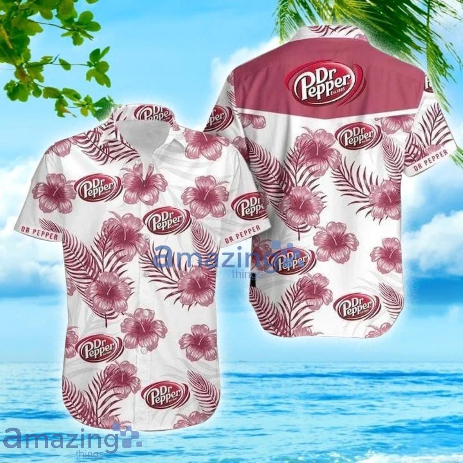 Dr Pepper Floral Tropical Short Sleeve Aloha Hawaiian Shirt For Men And Women Product Photo 1