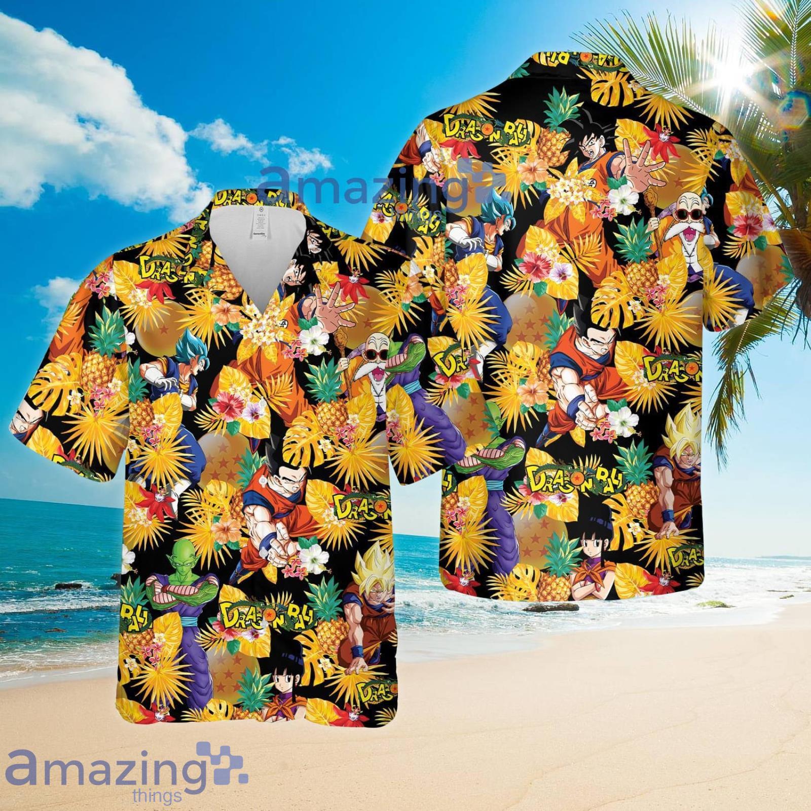 Dragon Balls Naruto Tropical Beach Pineapple Tropical Flower Summer Set Hawaiian Shirt And Shorts Product Photo 1