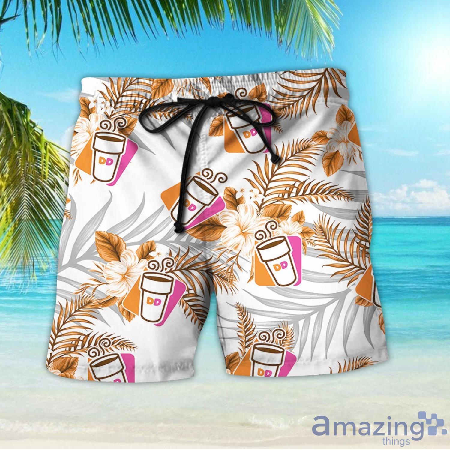 Dunkin' donuts Tropical Flower Aloha Hawaiian Shirt And Beach Short Set image Dunkin donuts Tropical Flower Aloha Hawaiian Shirt And Beach Short Set Product Photo 2