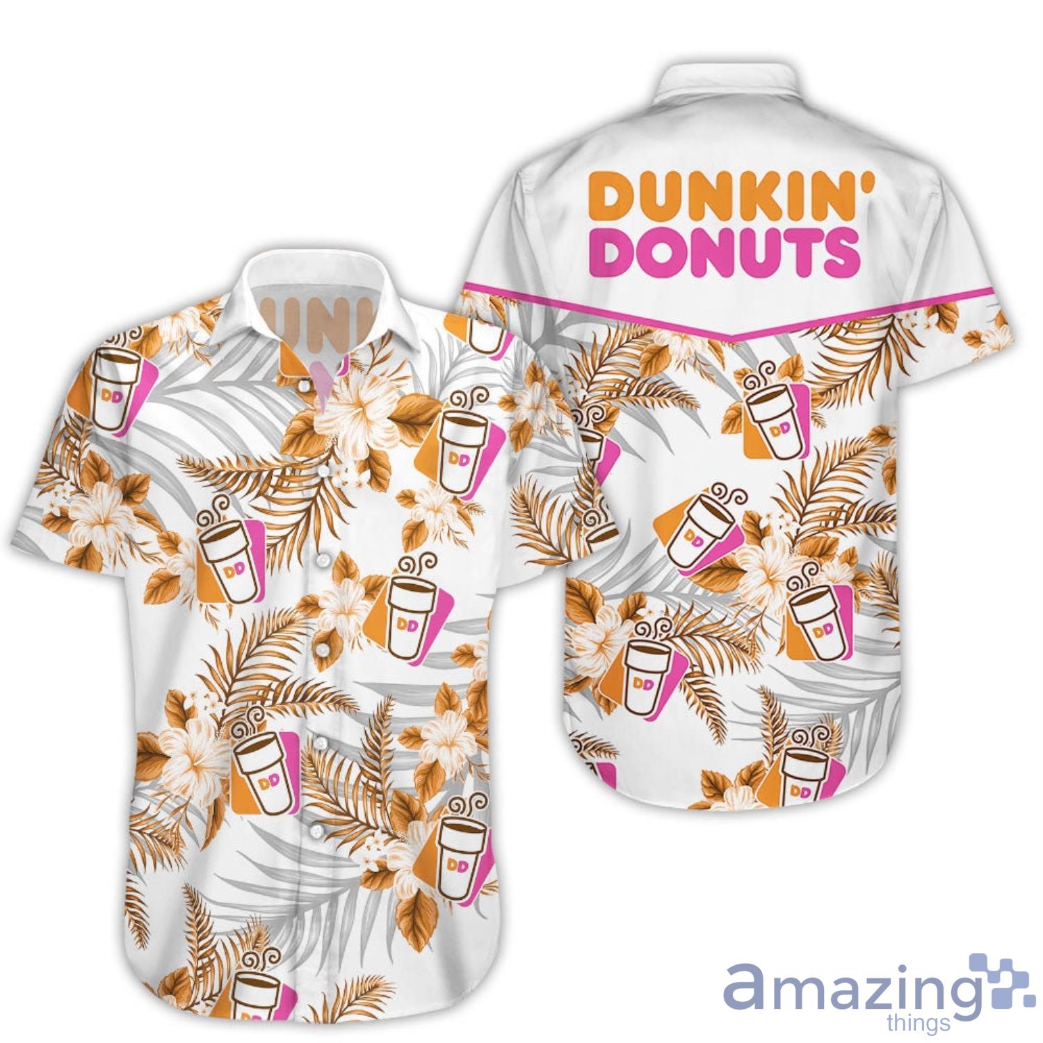 Dunkin' donuts Tropical Flower Aloha Hawaiian Shirt And Beach Short Set image Dunkin donuts Tropical Flower Aloha Hawaiian Shirt And Beach Short Set Product Photo 3