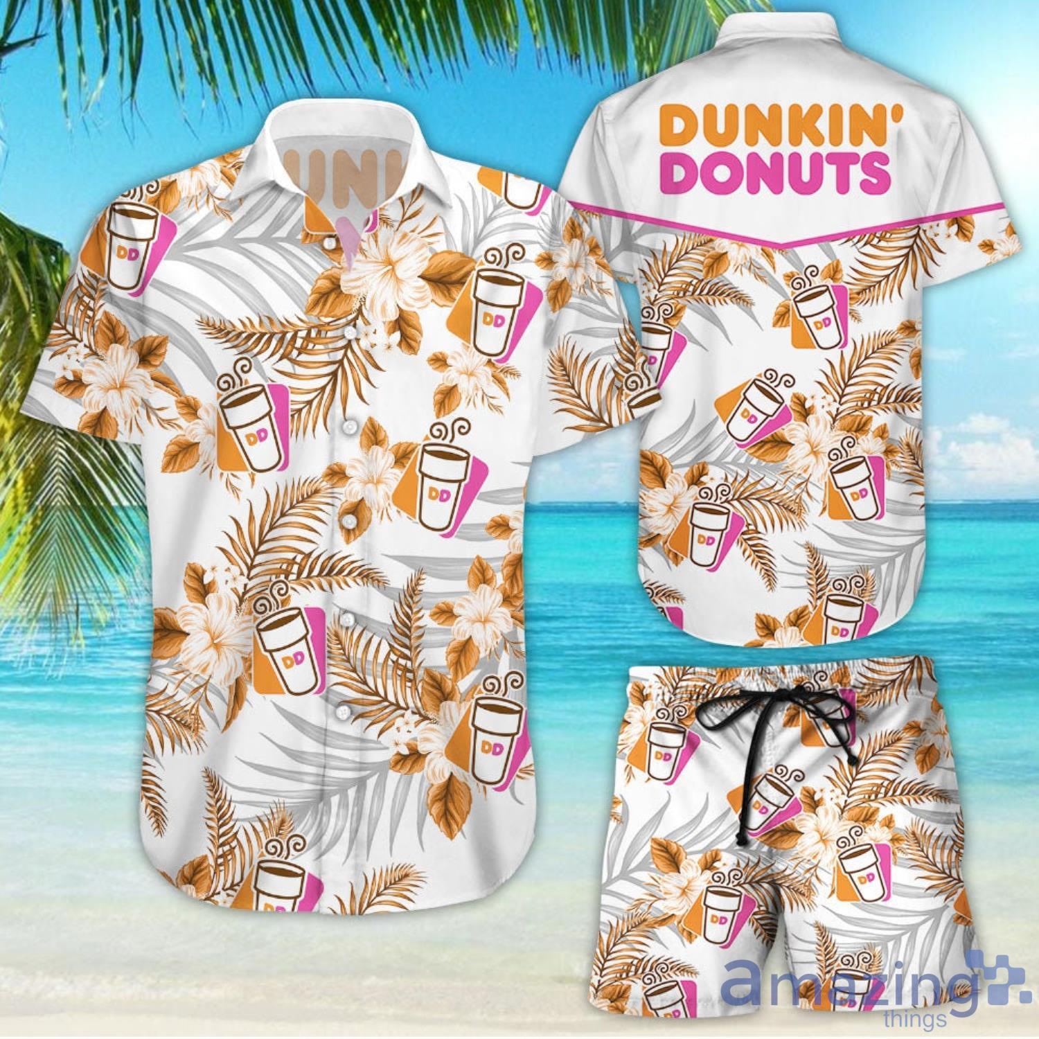 Dunkin' donuts Tropical Flower Aloha Hawaiian Shirt And Beach Short Set Product Photo 1