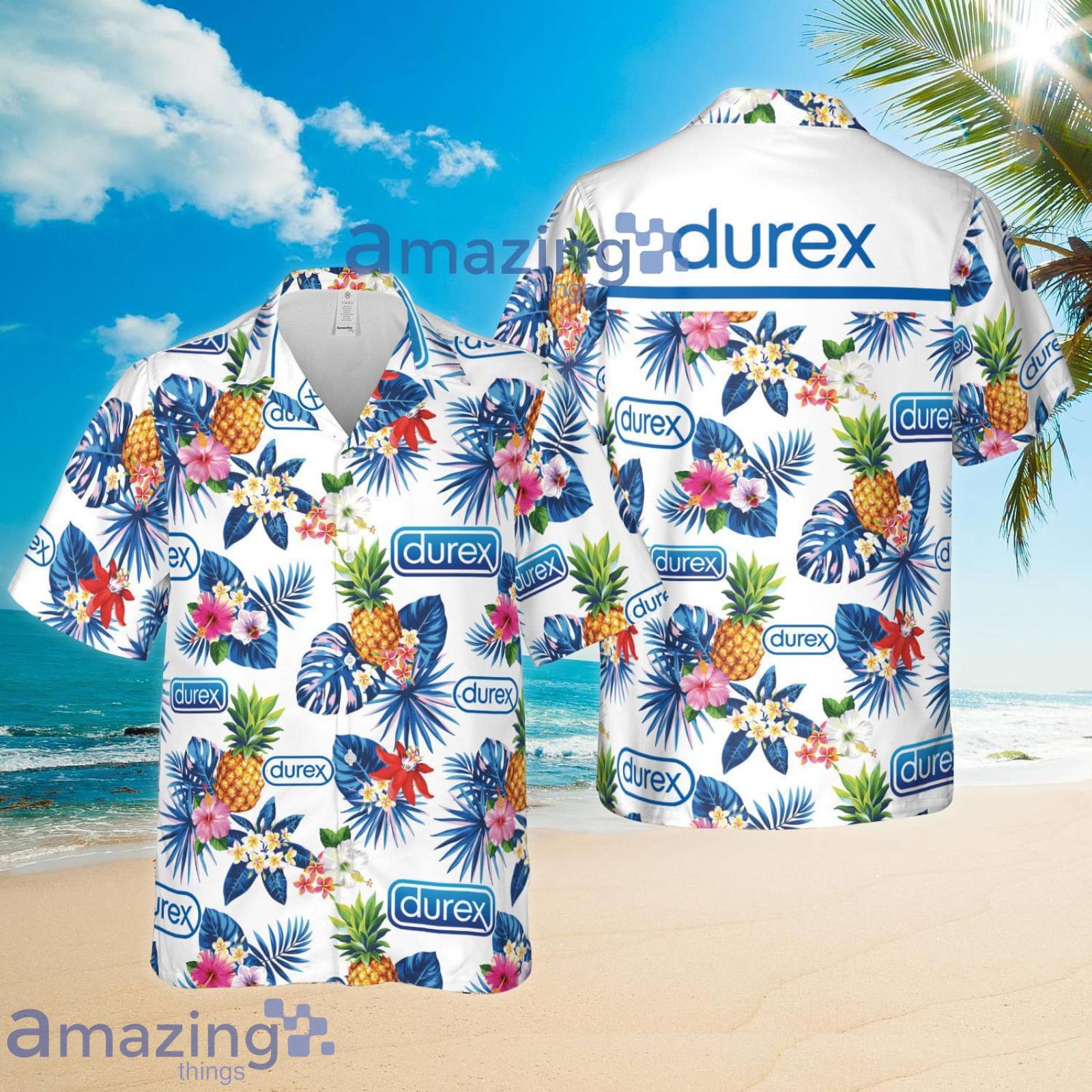 Durex Condoms Pineapple Tropical Flower White Summer Set Hawaiian Shirt And Shorts Product Photo 1