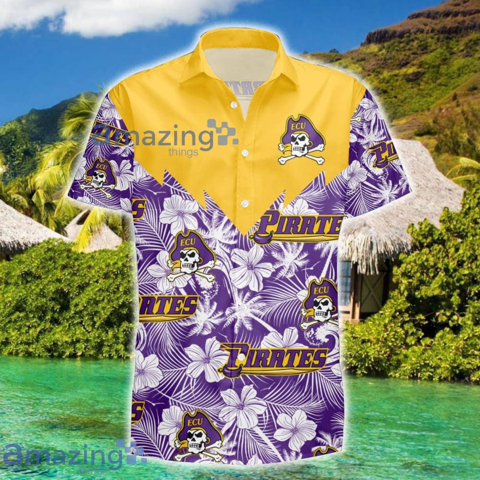 East Carolina Pirates Tropical Seamless NCAA Fans Hawaiian Shirt Product Photo 1
