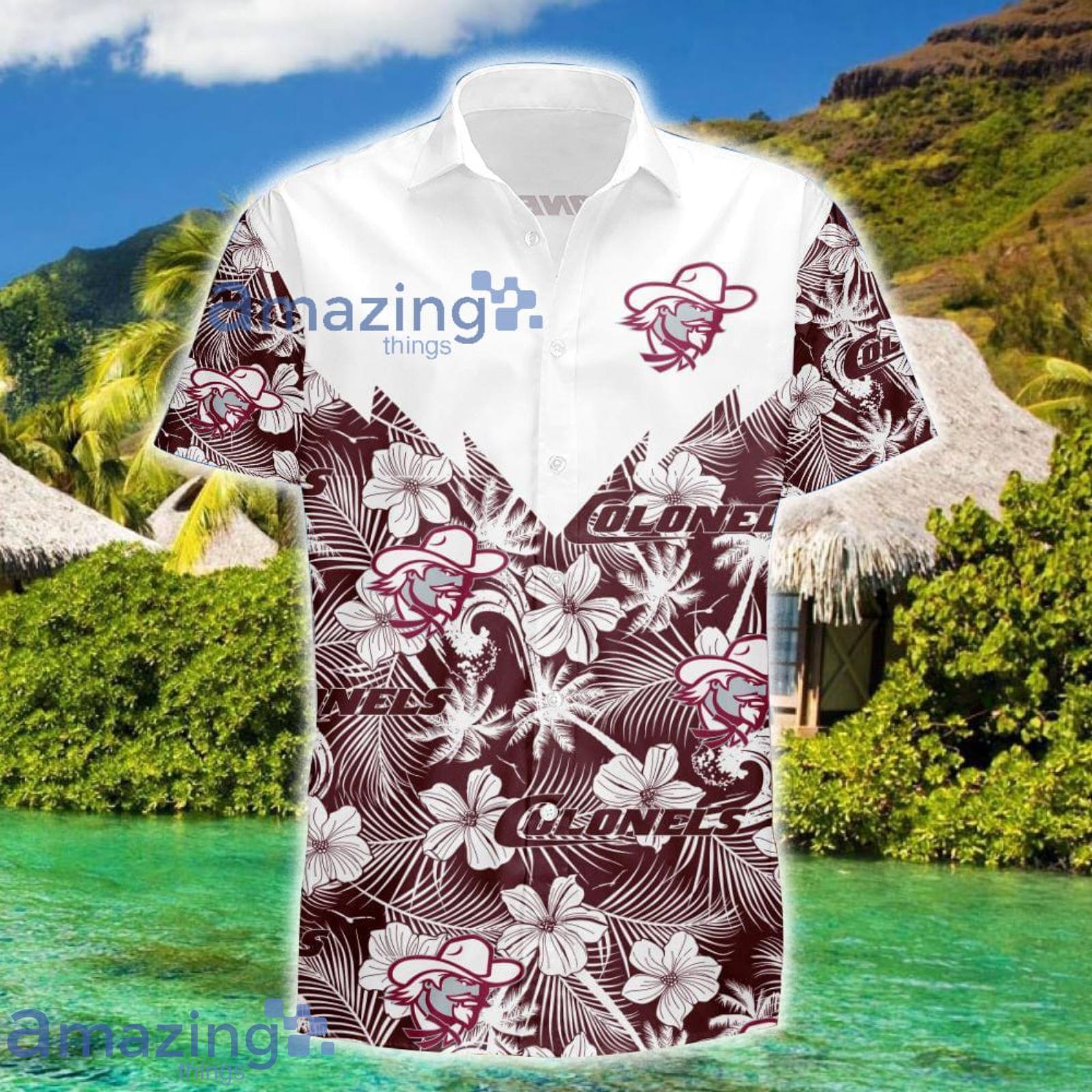 Eastern Kentucky Colonels Tropical Seamless NCAA Fans Hawaiian Shirt Product Photo 1