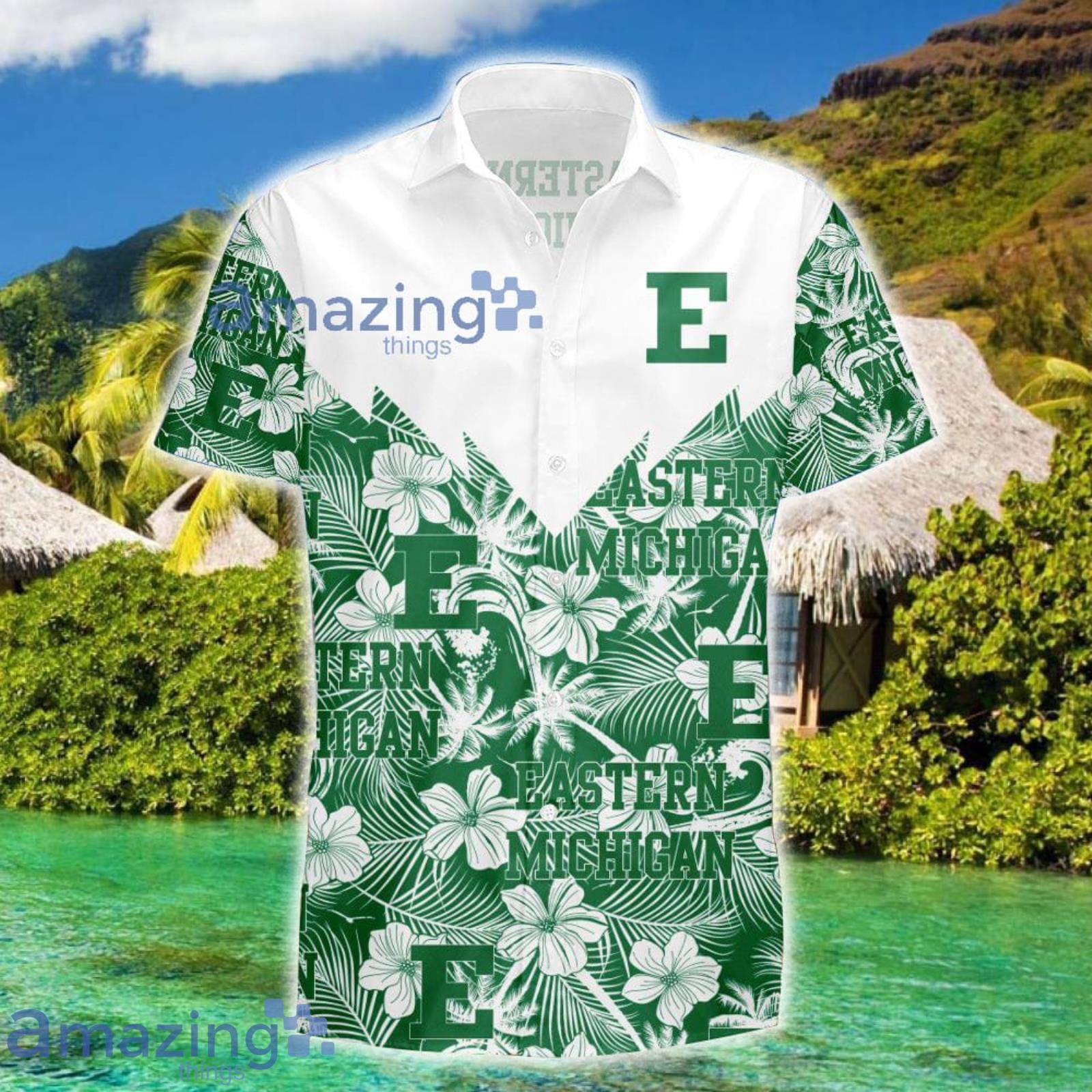 Eastern Michigan Eagles Tropical Seamless NCAA Fans Hawaiian Shirt Product Photo 1