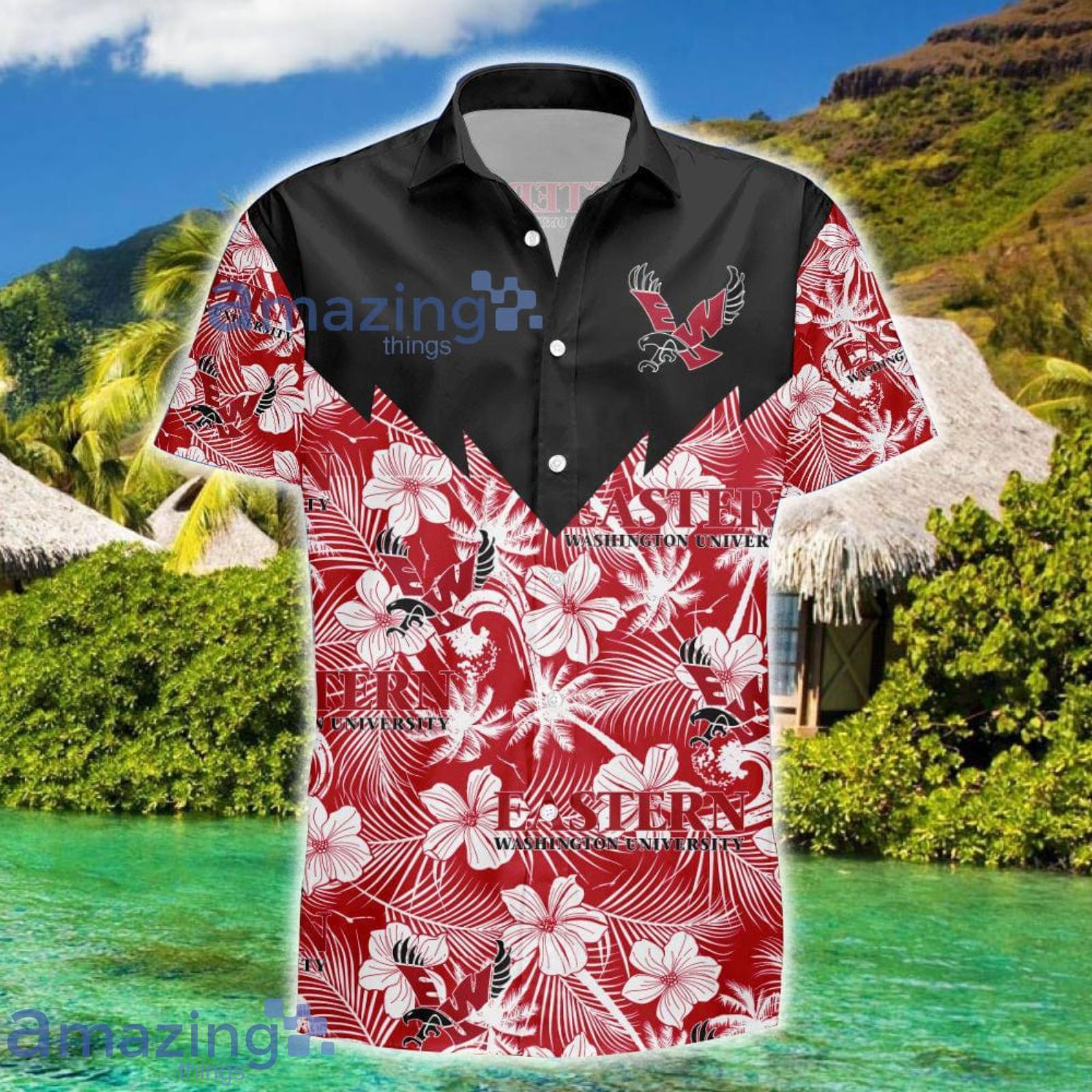 Eastern Washington Eagles Tropical Seamless NCAA Fans Hawaiian Shirt Product Photo 1