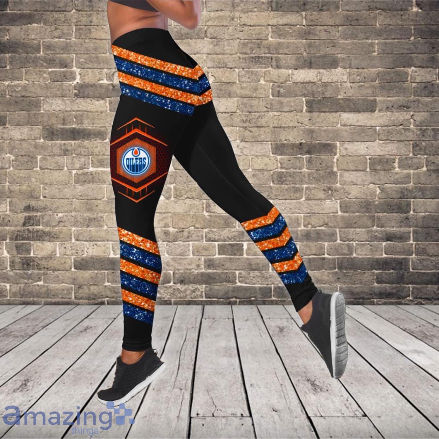 Edmonton Oilers Personalized Name Combo Hollow Tank Top And Leggings For Fans Product Photo 1