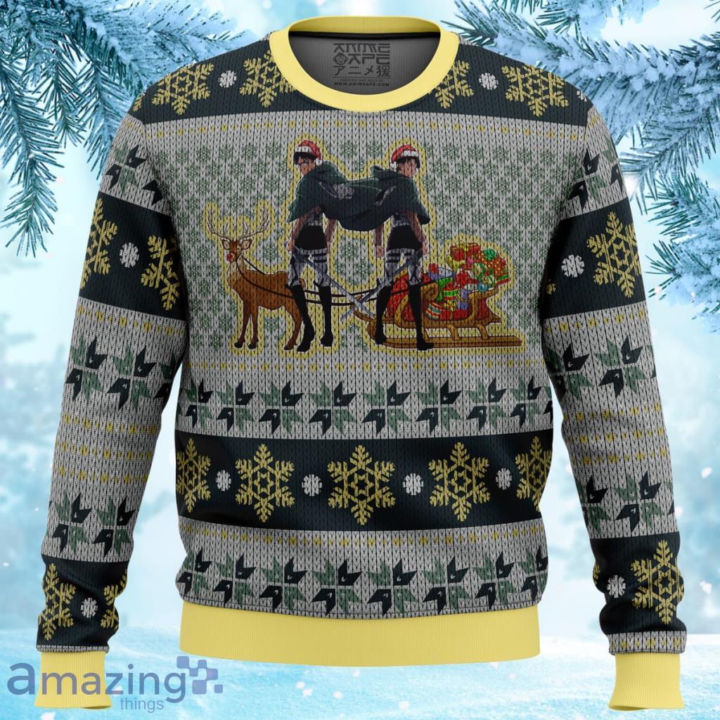 Eren Yeager And Levi Ackerman Attack On Titan Ugly Christmas Sweater 3D - Eren Yeager and Levi Ackerman Attack on Titan Ugly Christmas Sweater