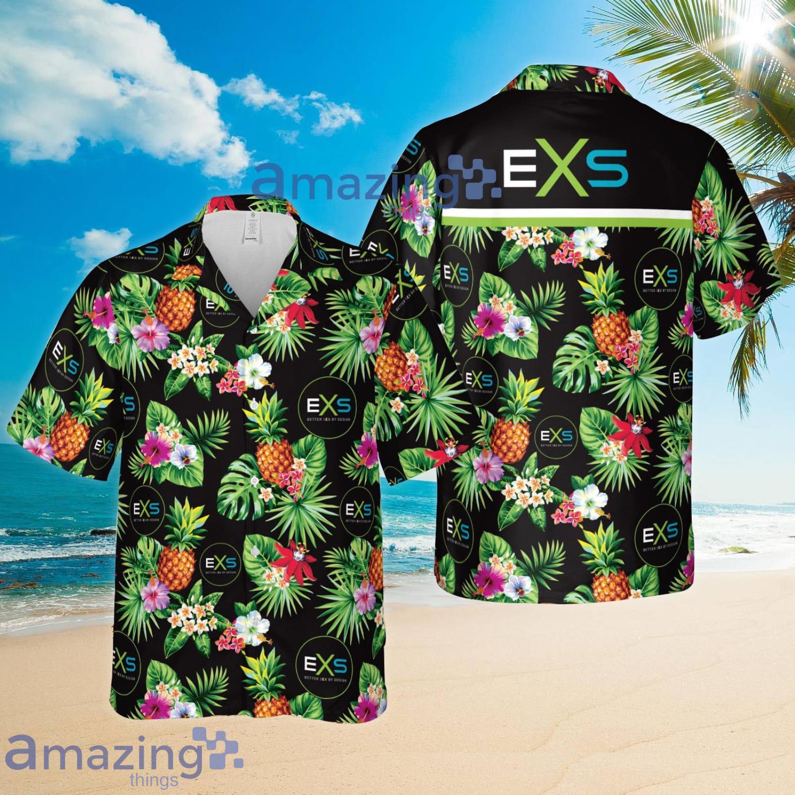EXS Condoms Pineapple Tropical Flower Summer Set Hawaiian Shirt And Shorts Product Photo 1