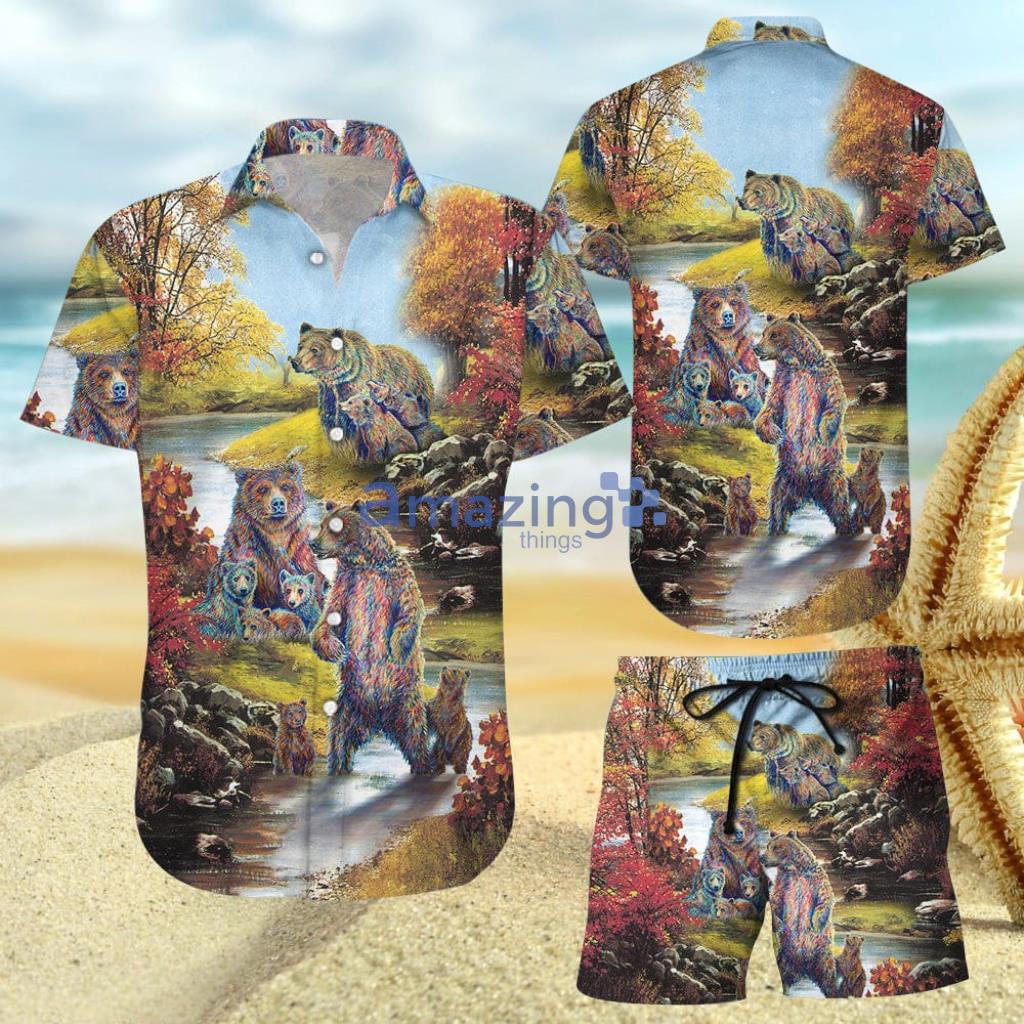 Family Bear Shirts - Bear Family Colorful Autumn Lanscape - Bear Lover Gifts Hawaiian Shirt And Short - Family Bear Shirts - Bear Family Colorful Autumn Lanscape - Bear Lover Gifts Hawaiian Shirt And Short
