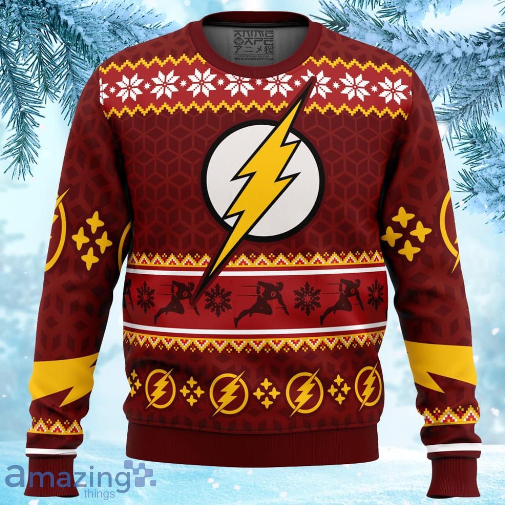 Fast Christmas The Flash Dc Comics Ugly Christmas Sweater 3D - Fast Christmas The Flash DC Comics Ugly Christmas Sweater