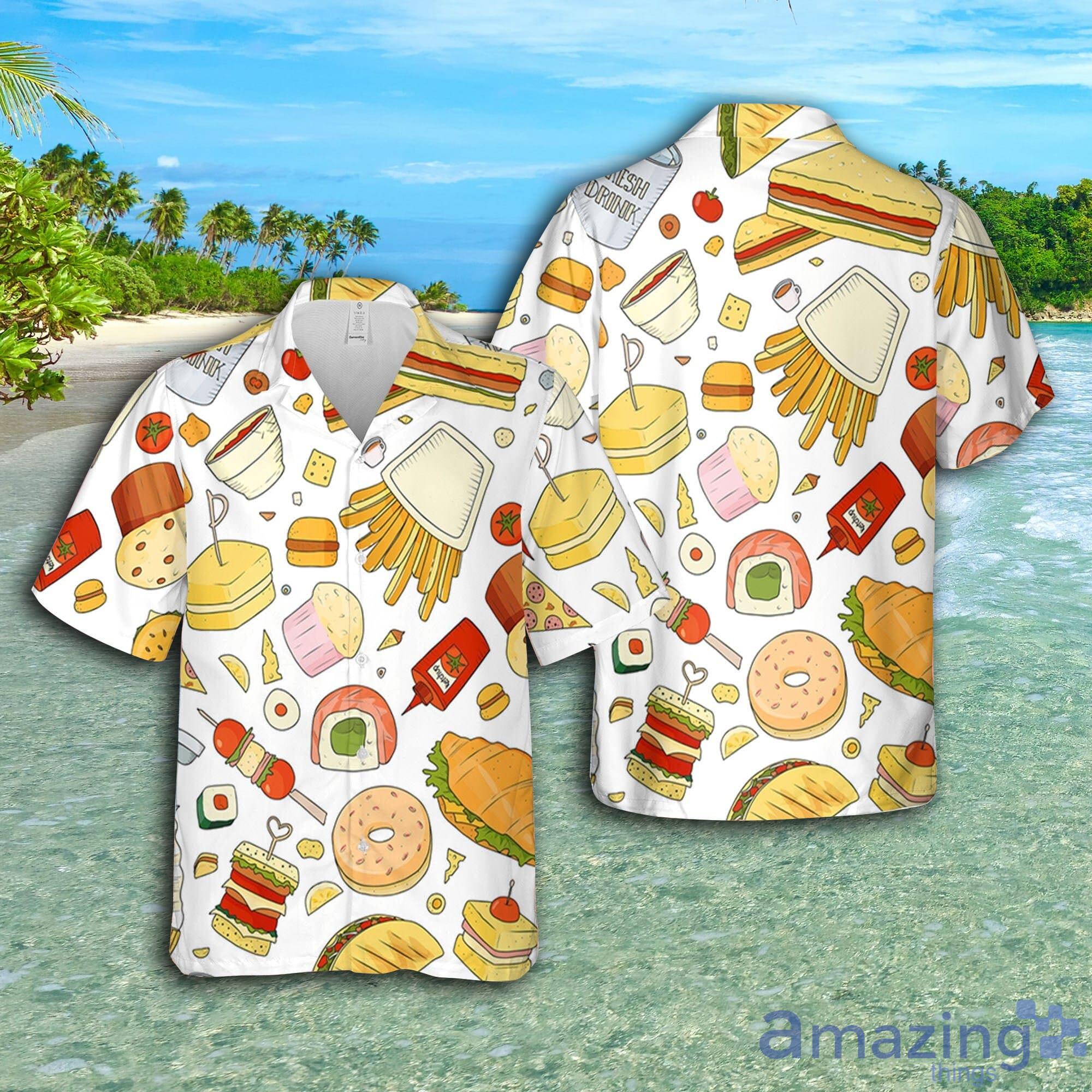 Fast Food Elements Short Sleeve AOP Hawaiian Shirt For Summer Product Photo 1