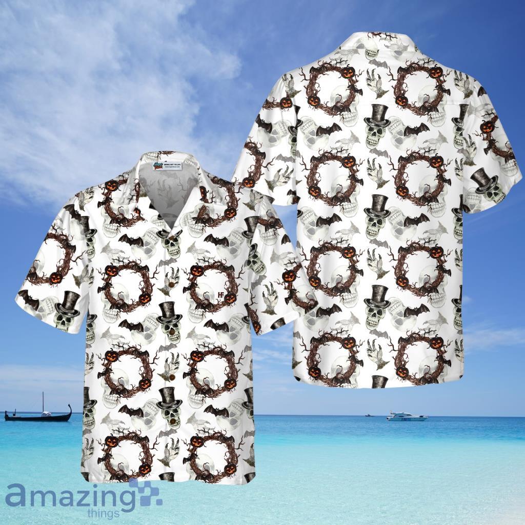 Festive Halloween Gentleman Skull Hawaiian Shirt - Festive Halloween Gentleman Skull Hawaiian Shirt