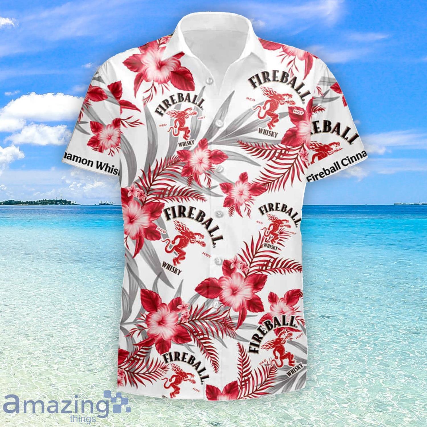 Fireball Cinnamon Whisky Tropical Hawaii Summer Hawaiian Shirt And Short Product Photo 1