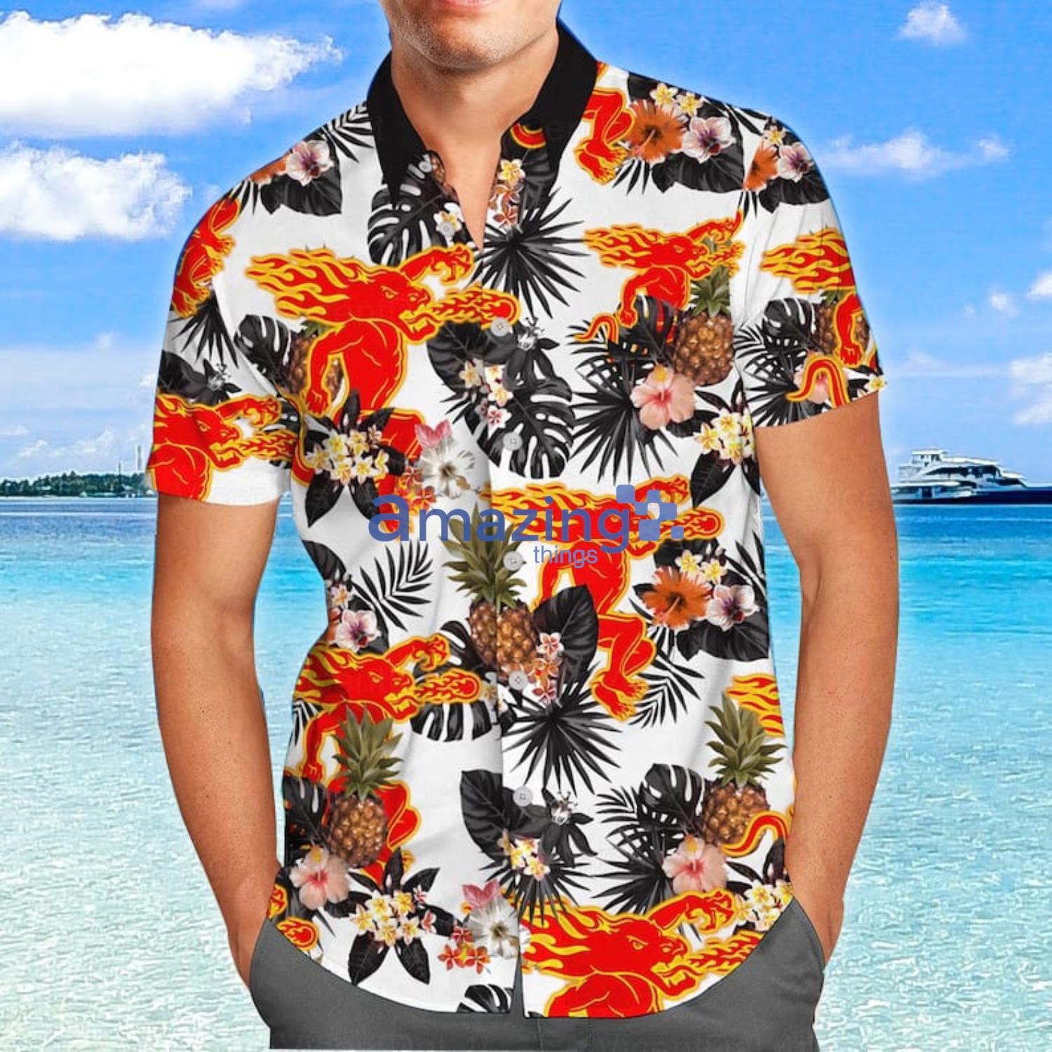 Fireball Tropical Flower Summer Gift Hawaiian Shirt And Shorts Product Photo 1