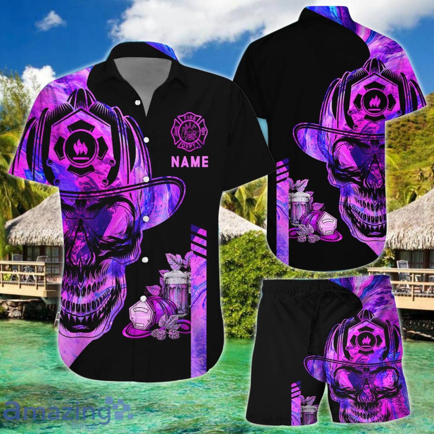 Firefighter And Beer Custom Gifts Combo Hawaiian Shirt And Shorts Product Photo 1 Firefighter And Beer Custom Gifts Combo Hawaiian Shirt And Shorts Product Photo 1