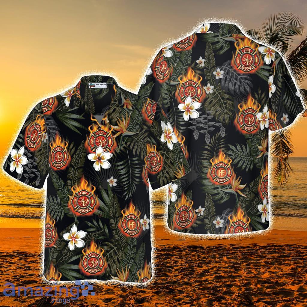 Flame Hawaiian Shirt in Black 