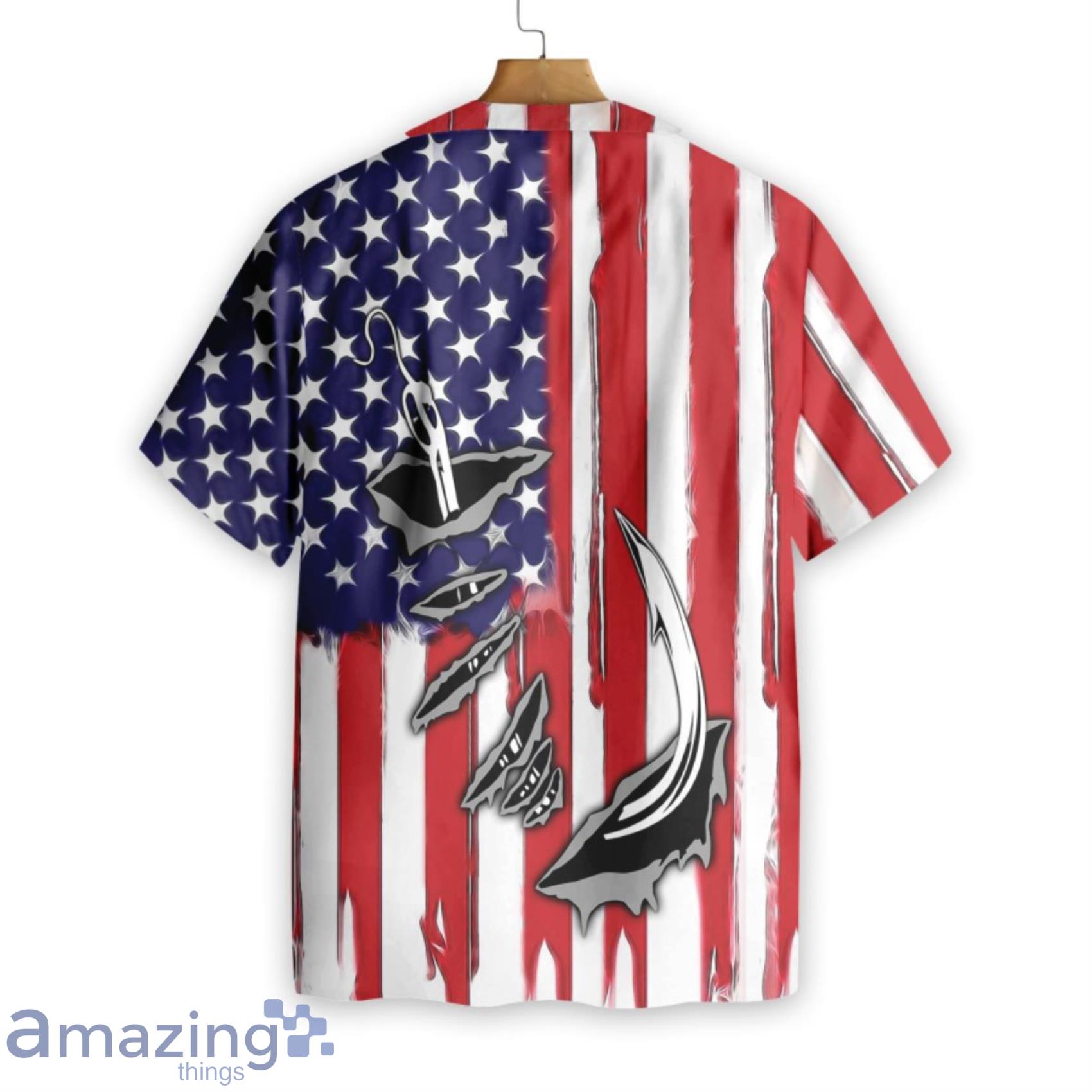 Fish Hook American Flag All Over Print Hawaiian Shirt Product Photo 1