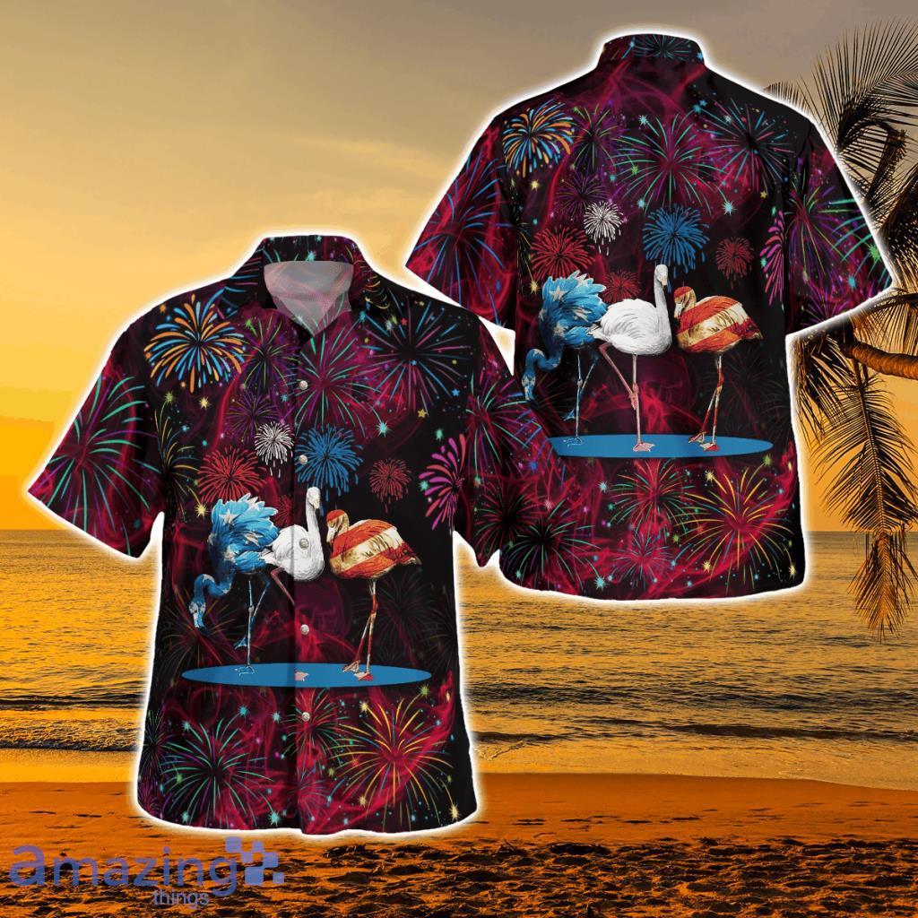 Flamingo Firework 4th Of July Hawaiian Shirt - Flamingo Firework 4th Of July Hawaiian Shirt