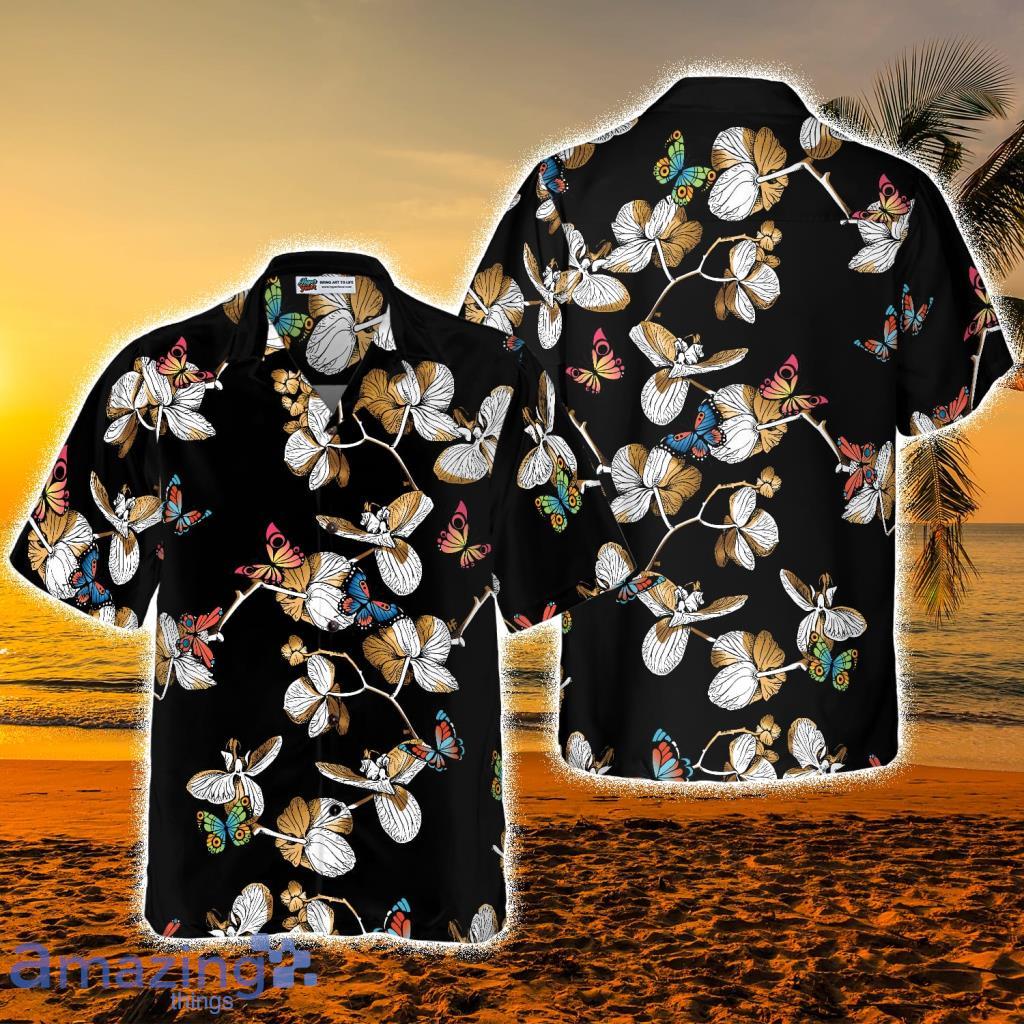 Floral Butterfly Pattern Tropical Hawaiian Shirt - Floral Butterfly Pattern Tropical Hawaiian Shirt