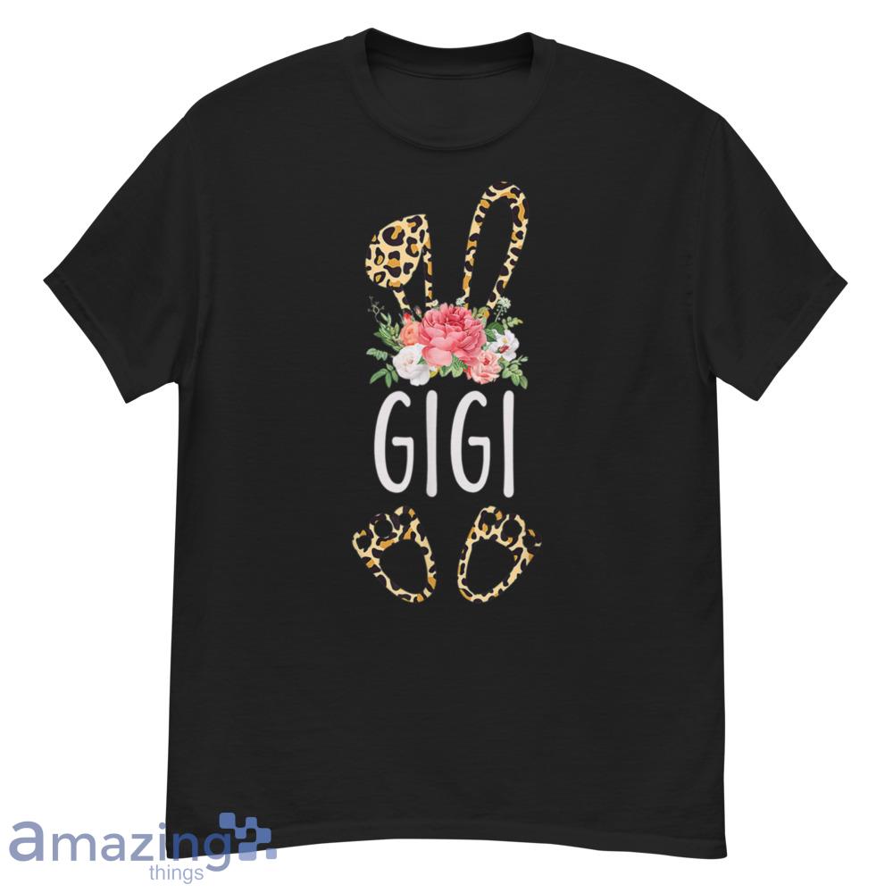 Floral Leopard Gigi Bunny Gift Happy Easter Mother's Day T-Shirt - floral-leopard-gigi-bunny-gift-happy-easter-mother's-day-t-shirt-1