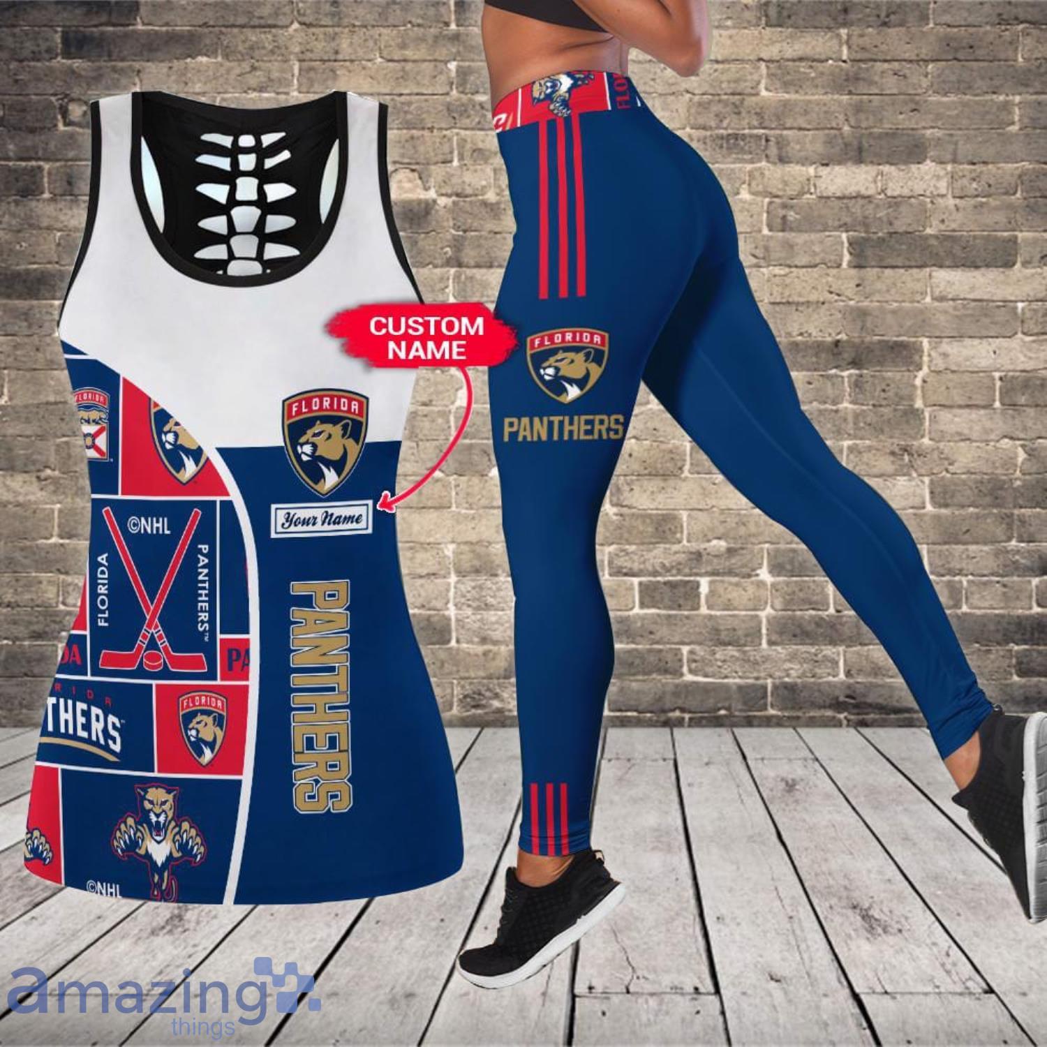 Florida Panthers Custom Name Leggings And Hollow Tank Top For Women Product Photo 1
