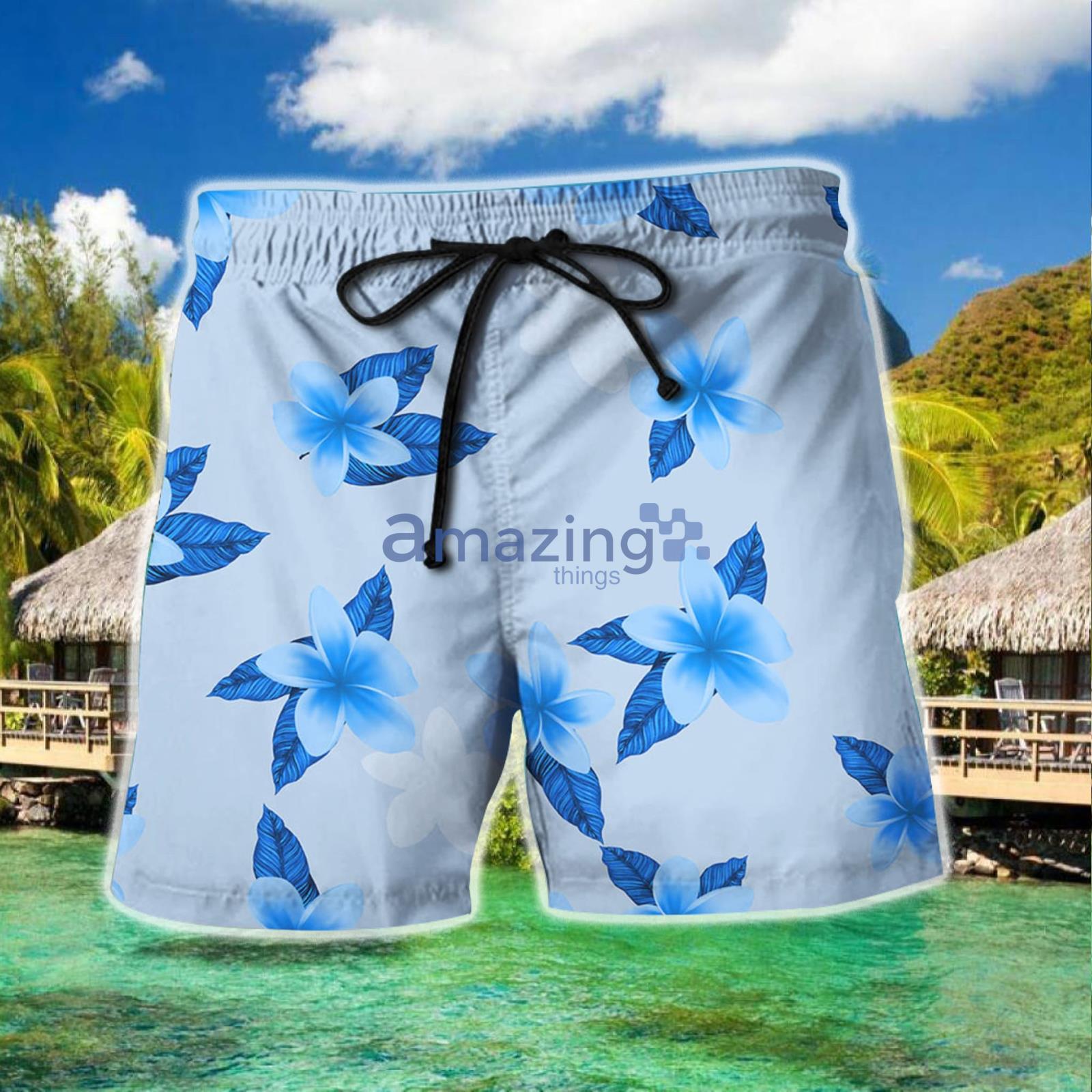 Flower sland Princess Blue Fitted Pattern Combo Hawaiian Shirt And Shorts image Flower sland Princess Blue Fitted Pattern Combo Hawaiian Shirt And Shorts Product Photo 2