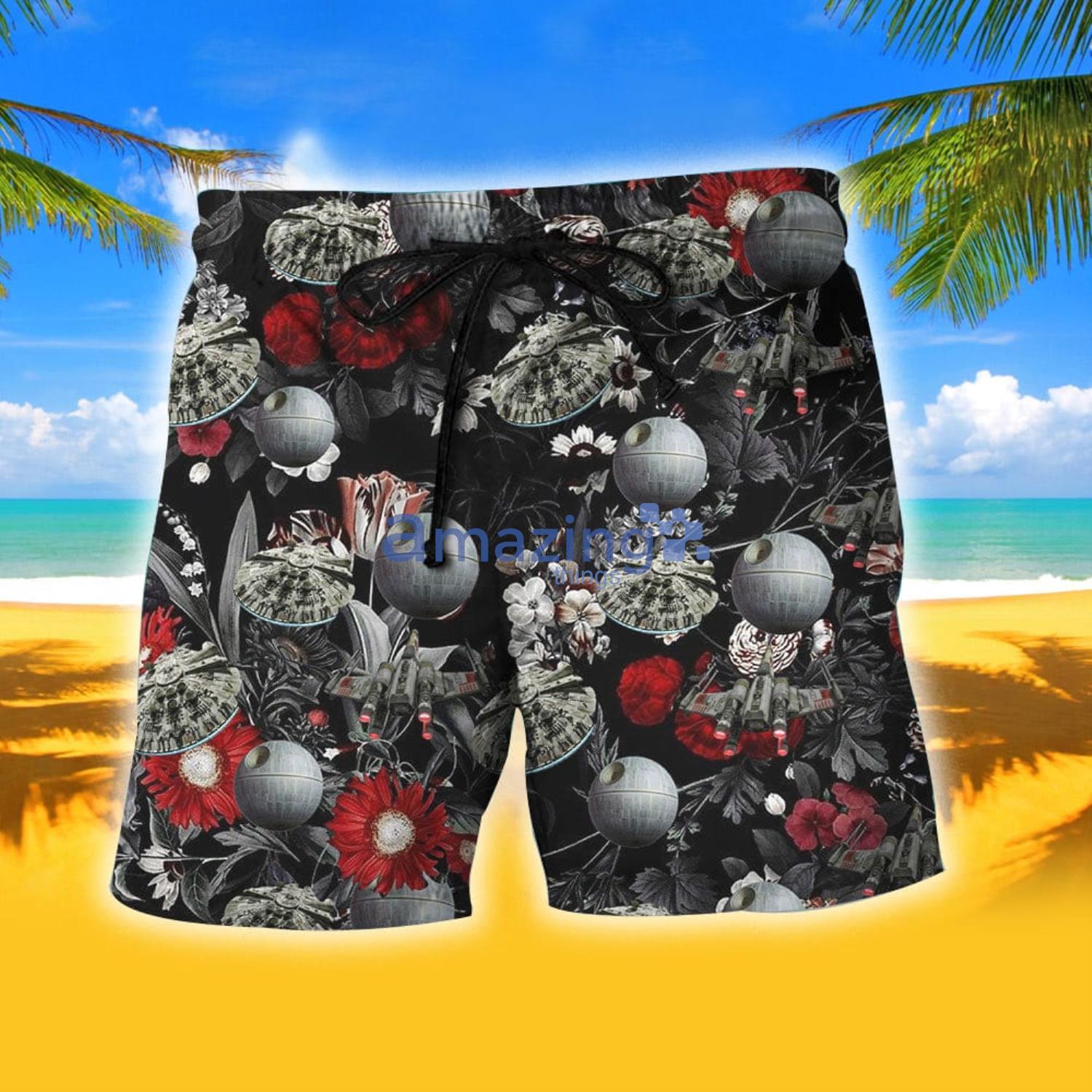 Flower Tropical Aloha Black Combo Hawaiian Shirt And Shorts Gift For Summer image Flower Tropical Aloha Black Combo Hawaiian Shirt And Shorts Gift For Summer Product Photo 2
