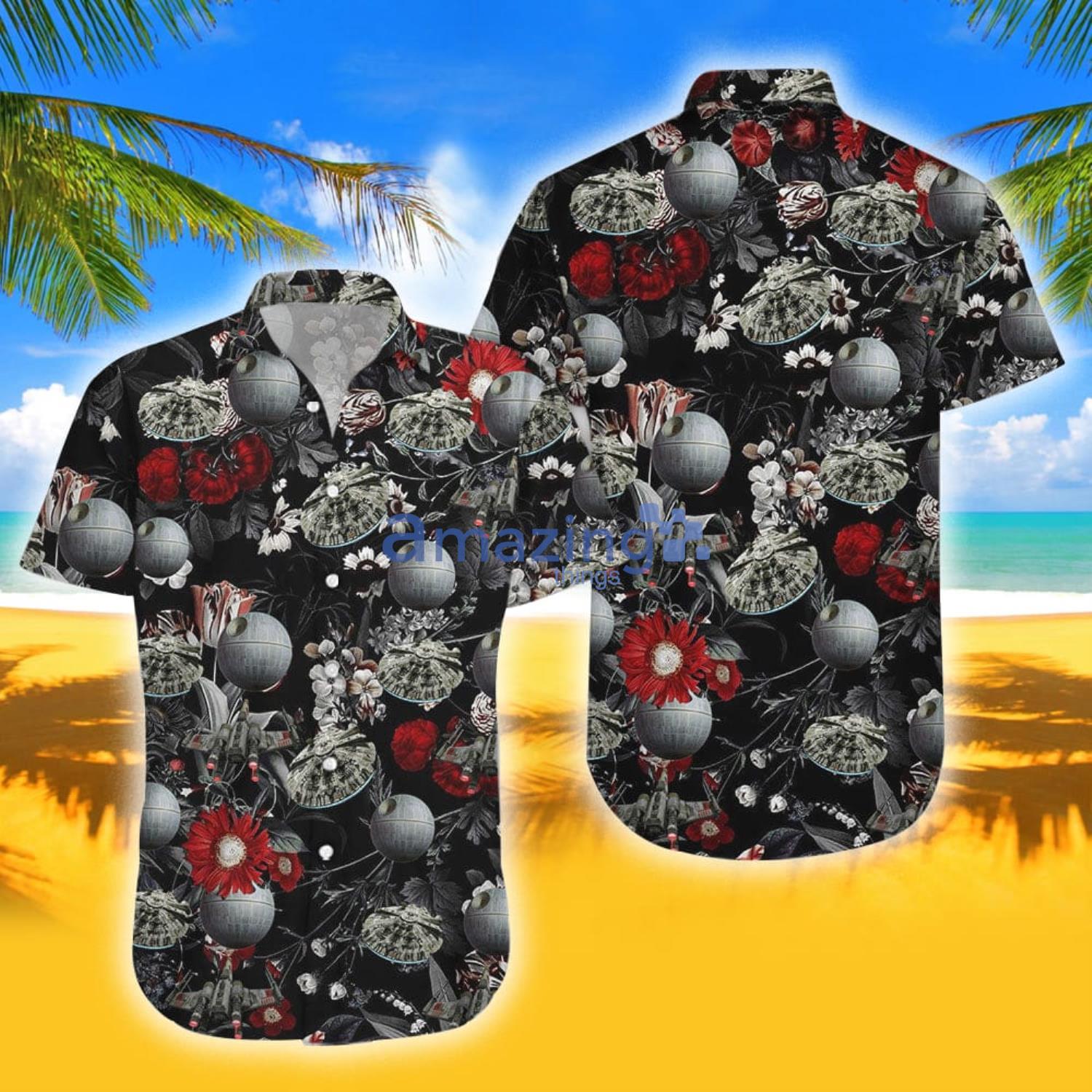 Flower Tropical Aloha Black Combo Hawaiian Shirt And Shorts Gift For Summer image Flower Tropical Aloha Black Combo Hawaiian Shirt And Shorts Gift For Summer Product Photo 3