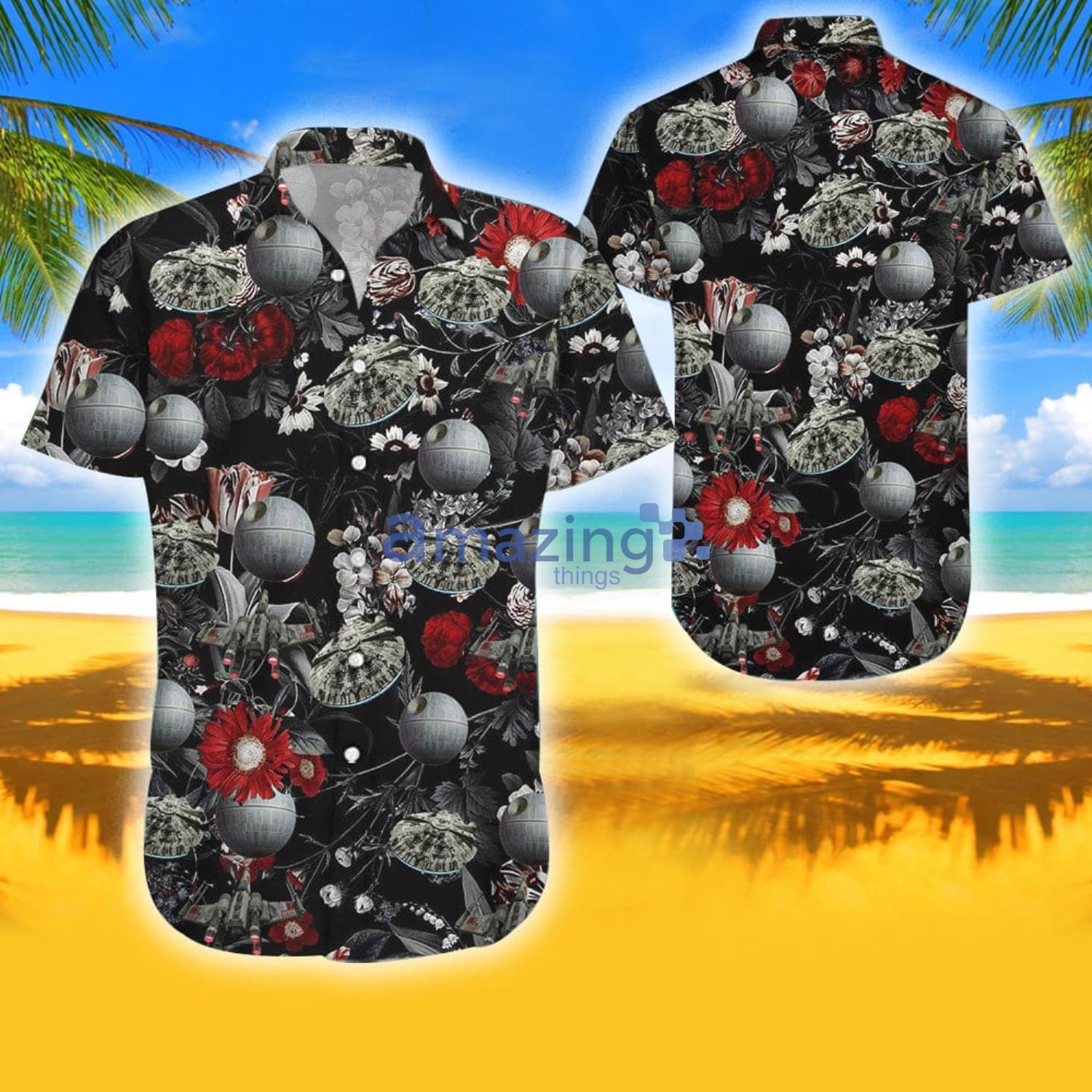 Flower Tropical Aloha Black Combo Hawaiian Shirt And Shorts Gift For Summer Product Photo 1